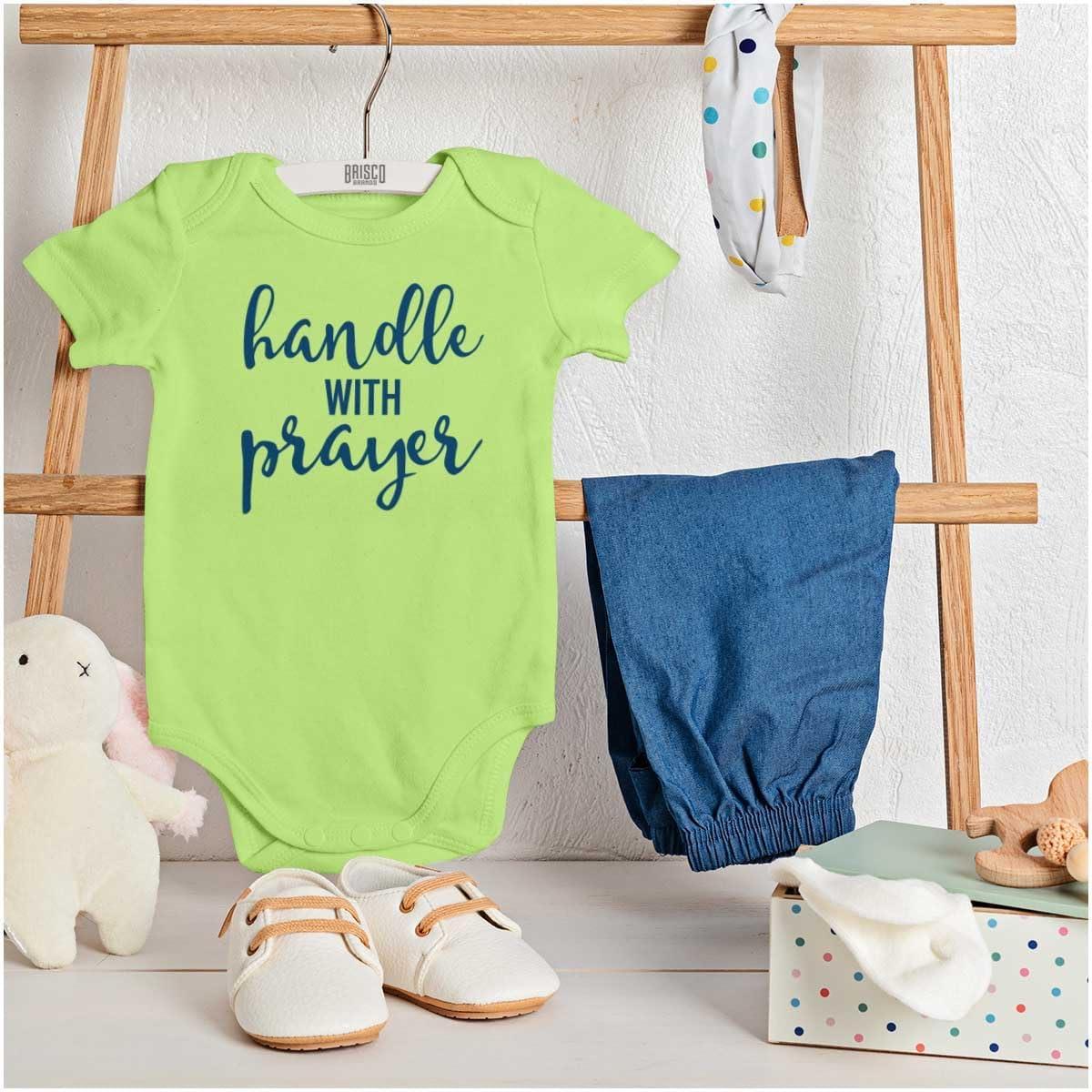 imageBrisco Brands Handle Prayer Christian Religious Baby Bodysuit Jumper GirlsKey Lime