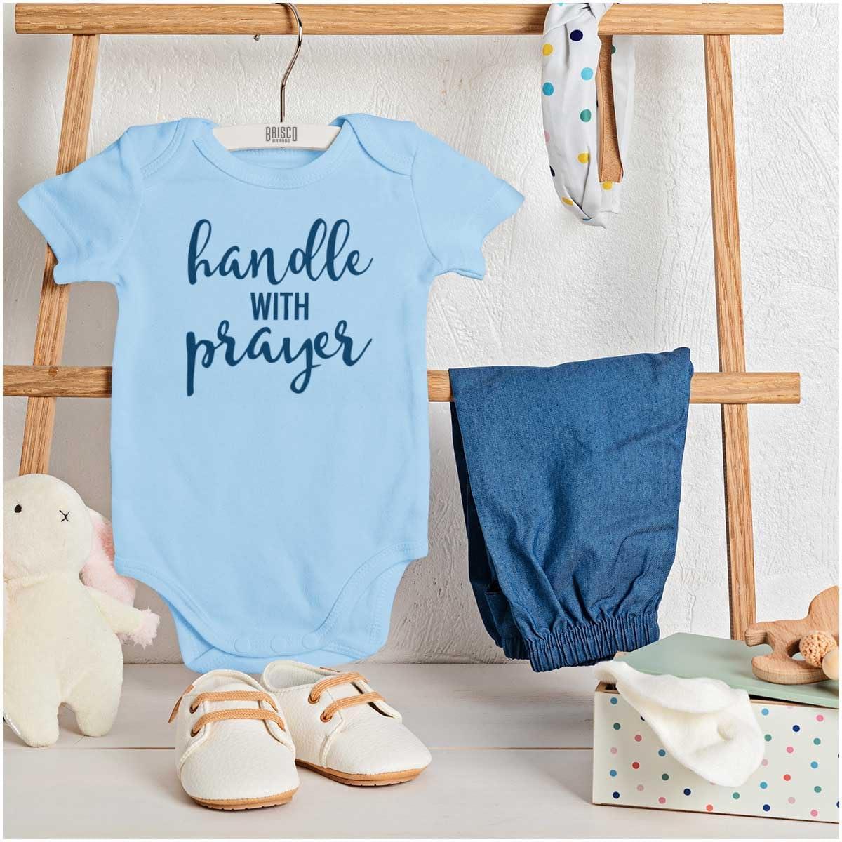 imageBrisco Brands Handle Prayer Christian Religious Baby Bodysuit Jumper GirlsLight Blue
