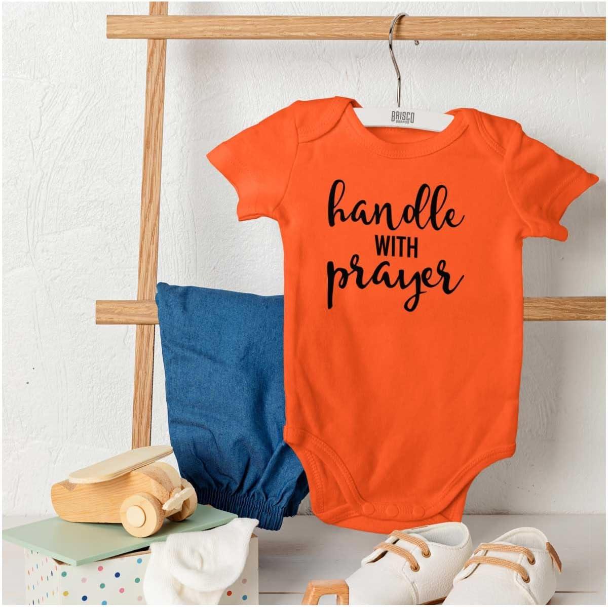 imageBrisco Brands Handle Prayer Christian Religious Baby Bodysuit Jumper GirlsOrange