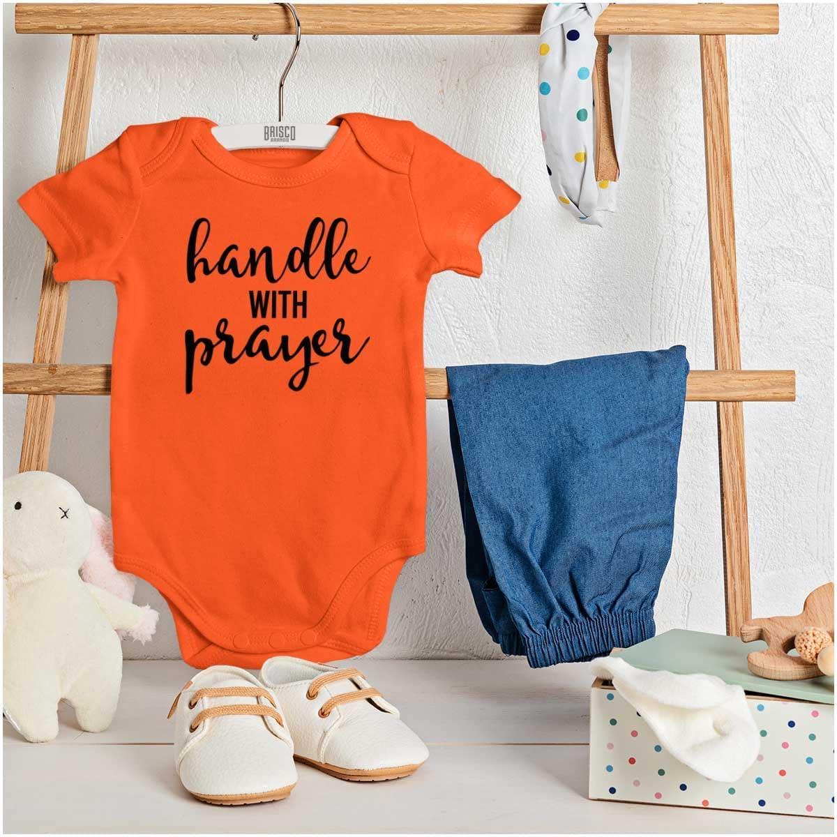 imageBrisco Brands Handle Prayer Christian Religious Baby Bodysuit Jumper GirlsOrange