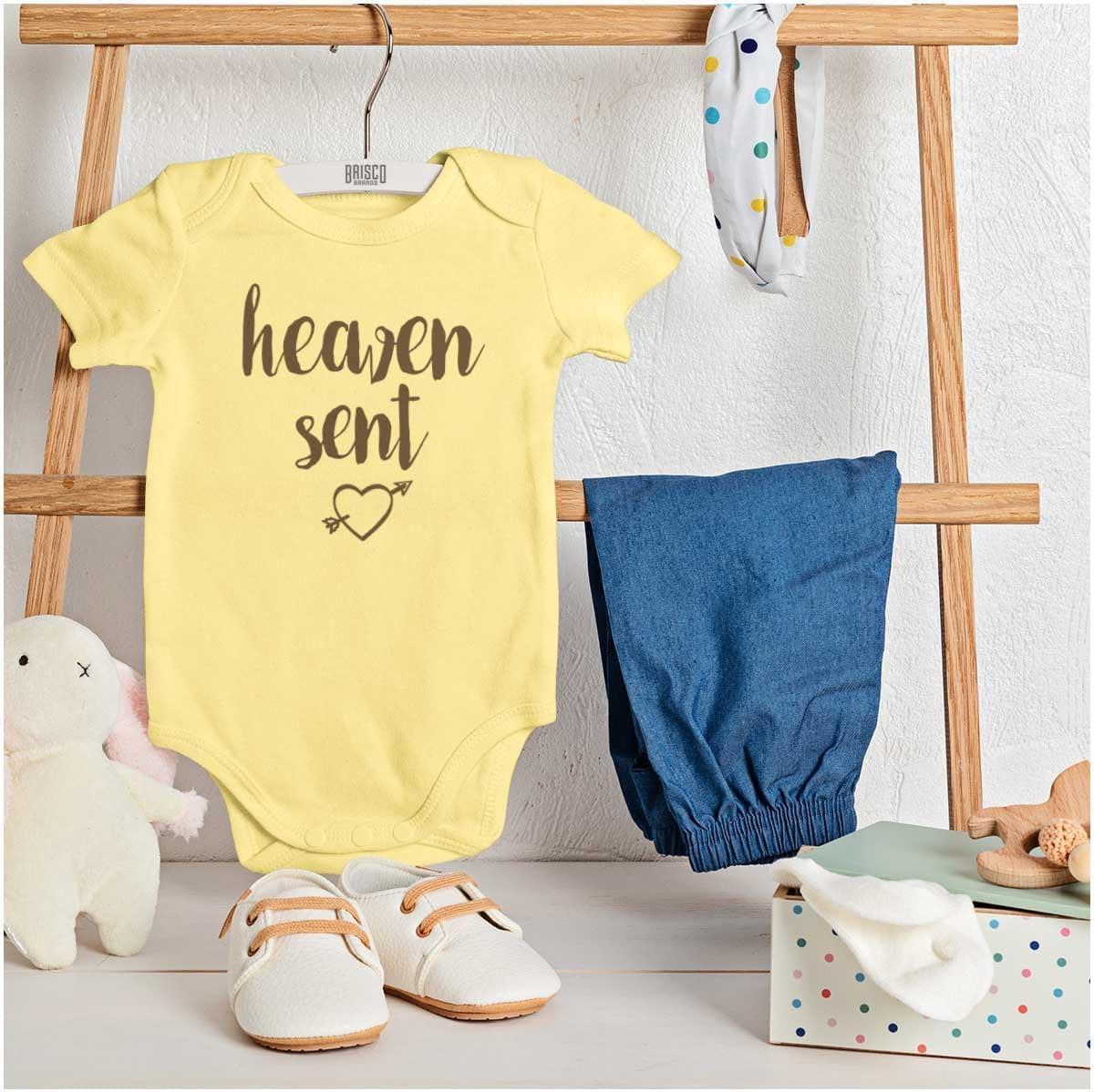 imageBrisco Brands Heaven Sent Christian Religious Baby Bodysuit Jumper GirlsBanana