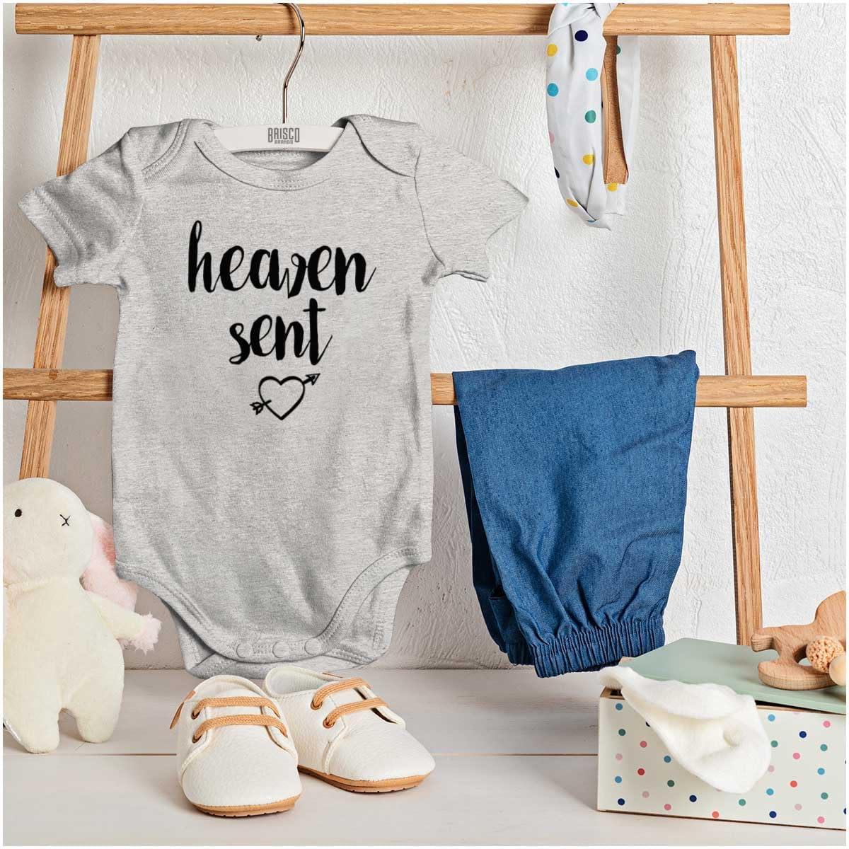imageBrisco Brands Heaven Sent Christian Religious Baby Bodysuit Jumper GirlsHeather