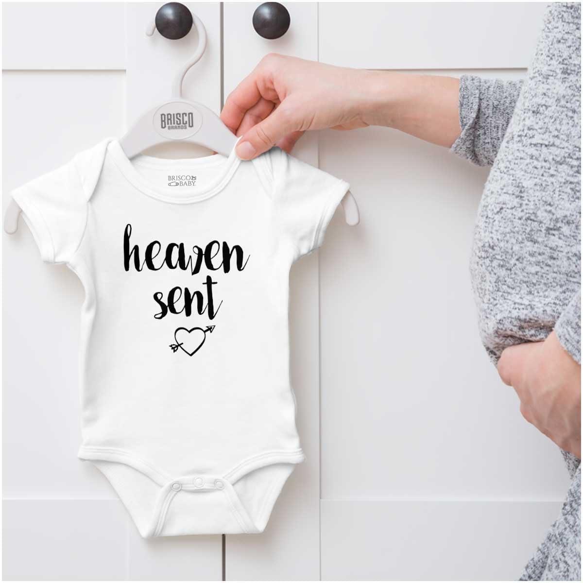 imageBrisco Brands Heaven Sent Christian Religious Baby Bodysuit Jumper GirlsWhite