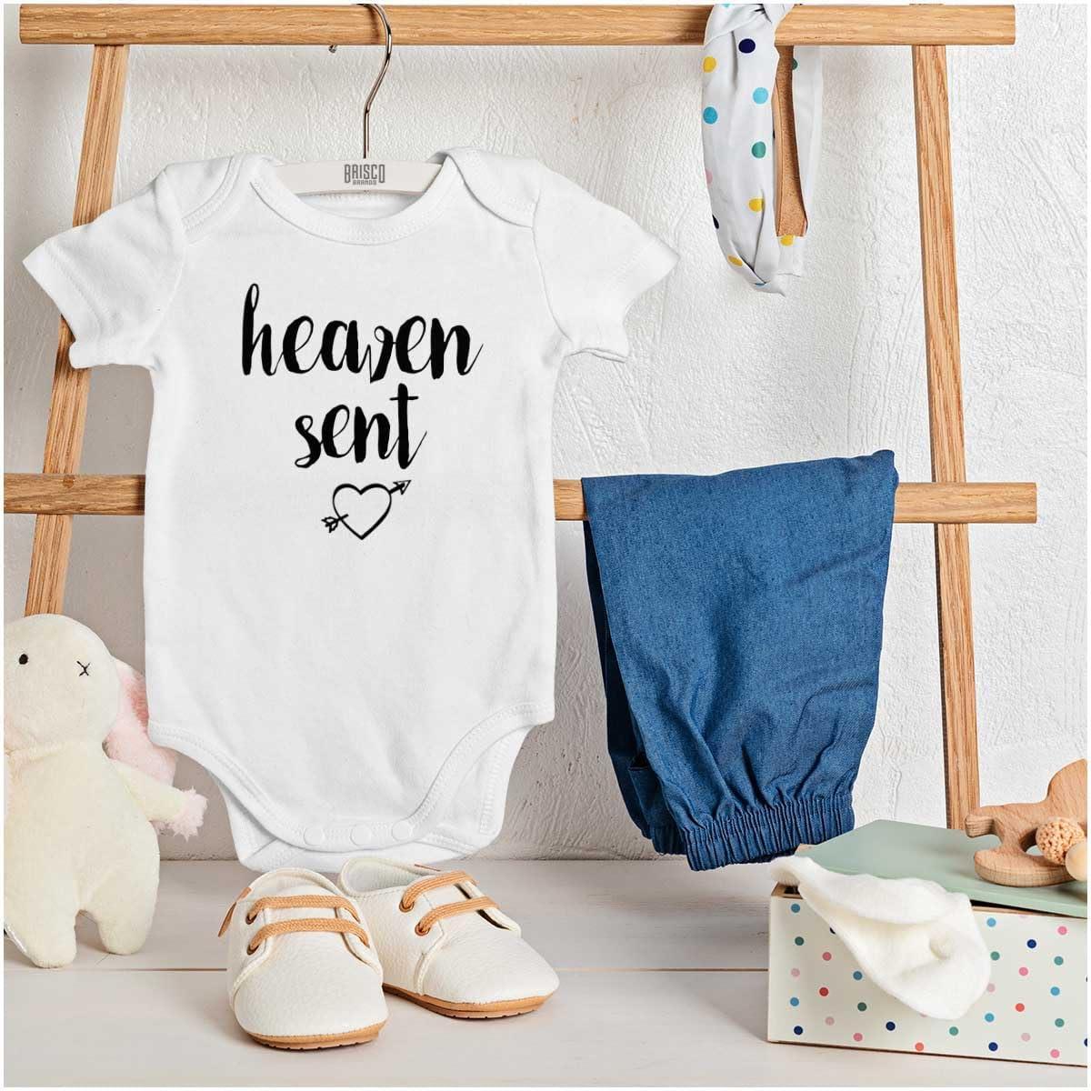 imageBrisco Brands Heaven Sent Christian Religious Baby Bodysuit Jumper GirlsWhite