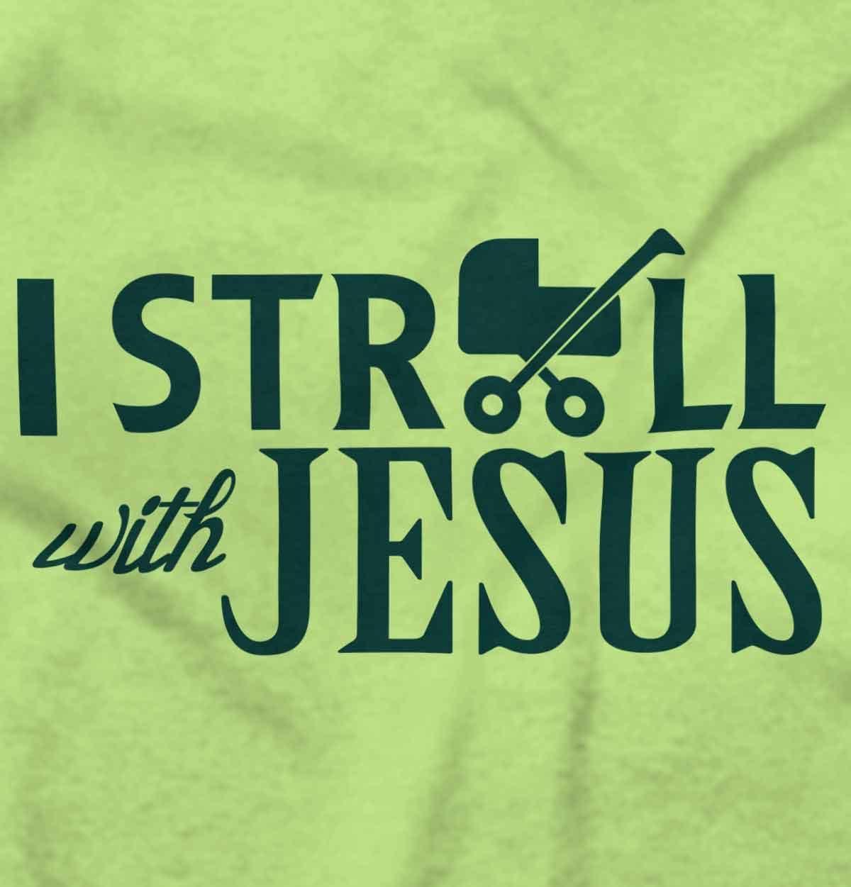 imageBrisco Brands I Stroll Jesus Christian Religious Baby Romper Boys or GirlsKey Lime