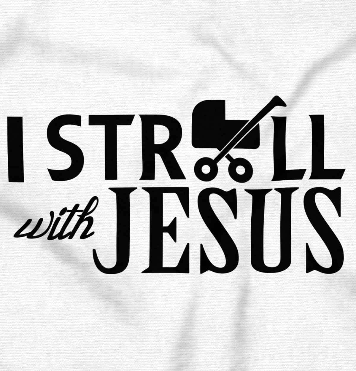 imageBrisco Brands I Stroll Jesus Christian Religious Baby Romper Boys or GirlsWhite