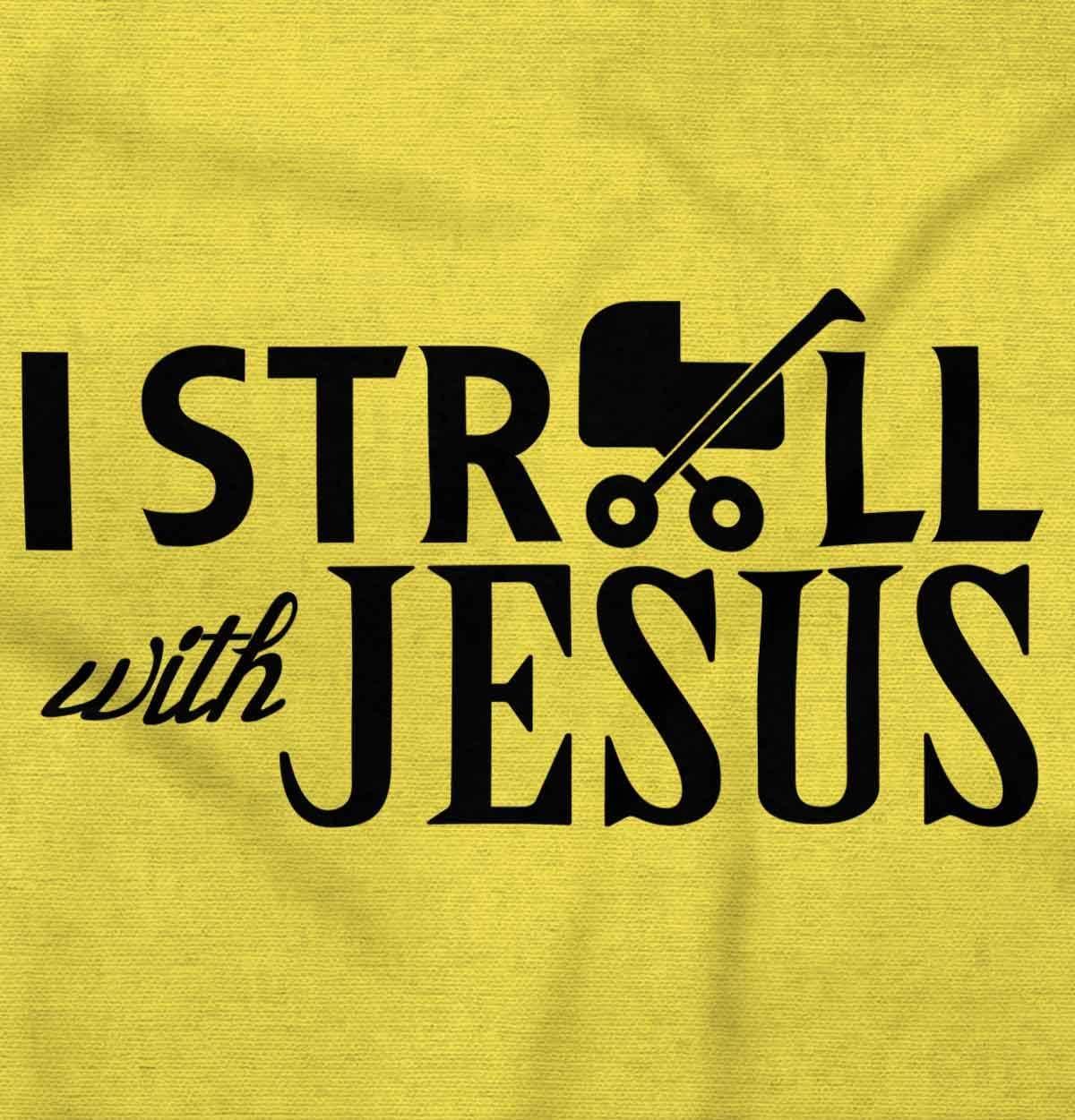 imageBrisco Brands I Stroll Jesus Christian Religious Baby Romper Boys or GirlsZest