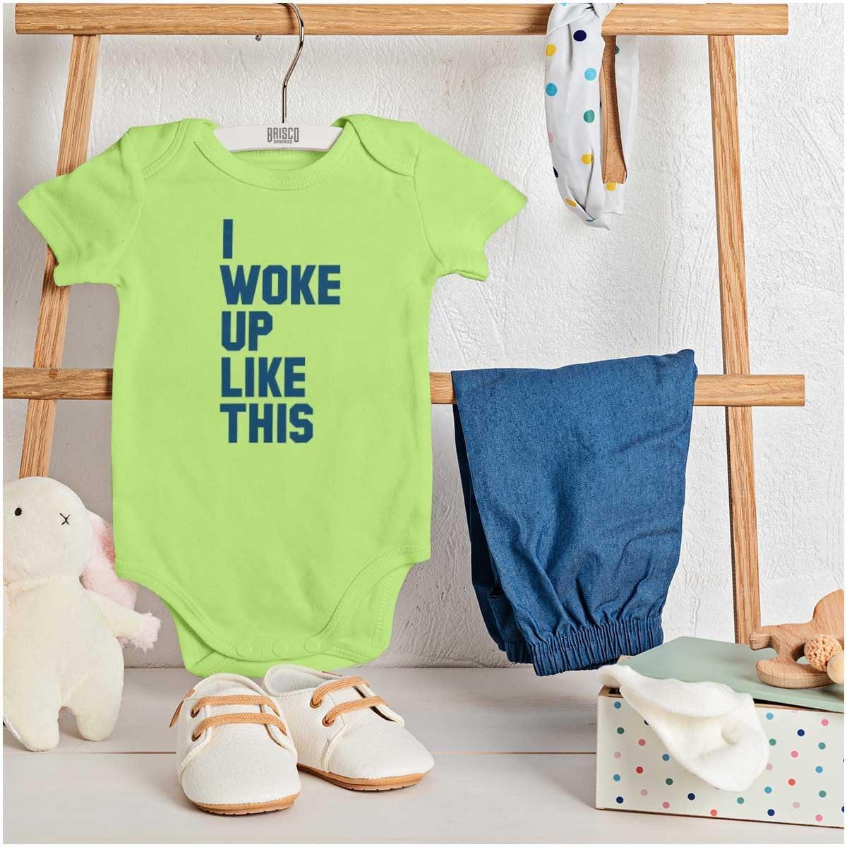 imageBrisco Brands I Woke Up Like This Sleepy Naptime Baby Romper Boys or GirlsKey Lime