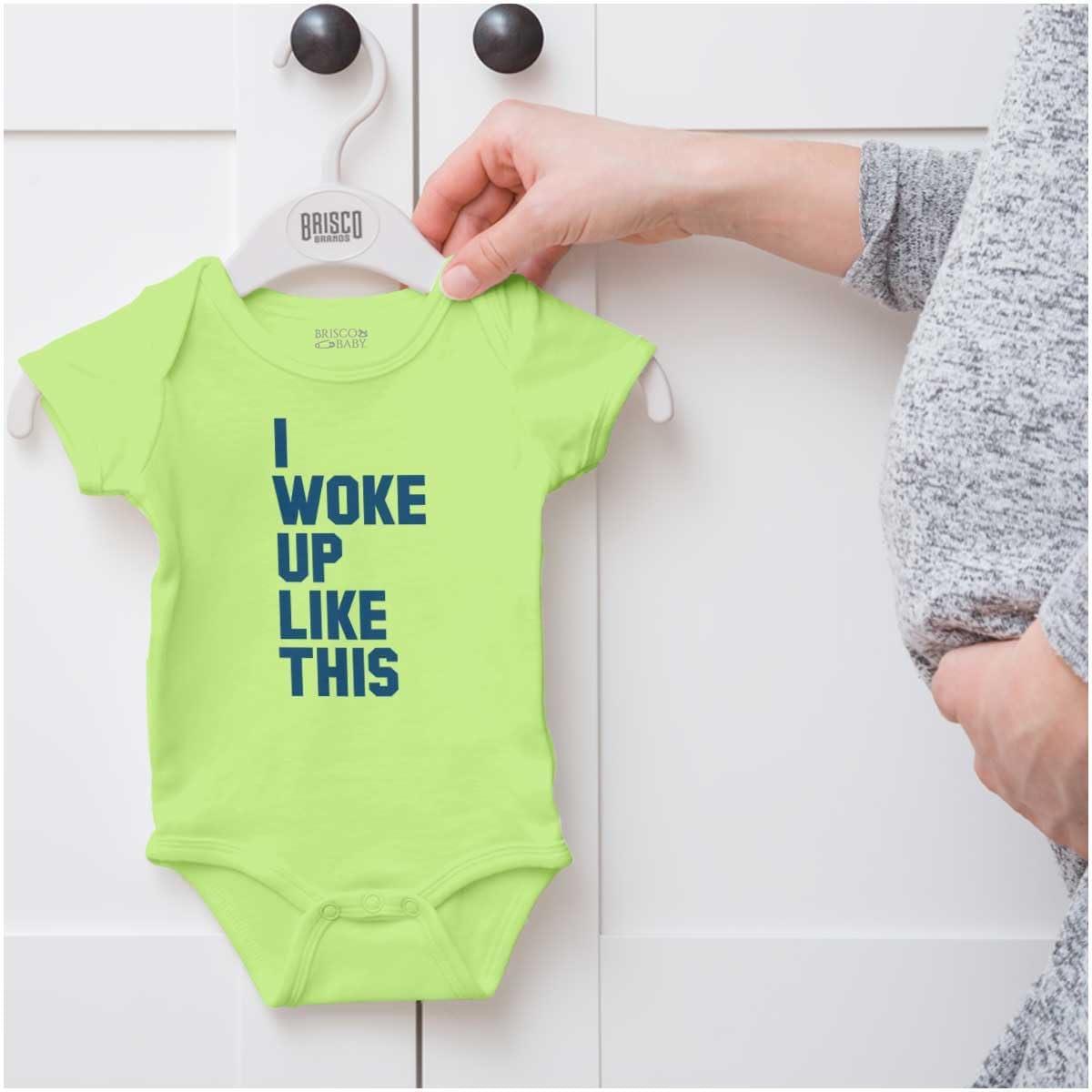 imageBrisco Brands I Woke Up Like This Sleepy Naptime Baby Romper Boys or GirlsKey Lime