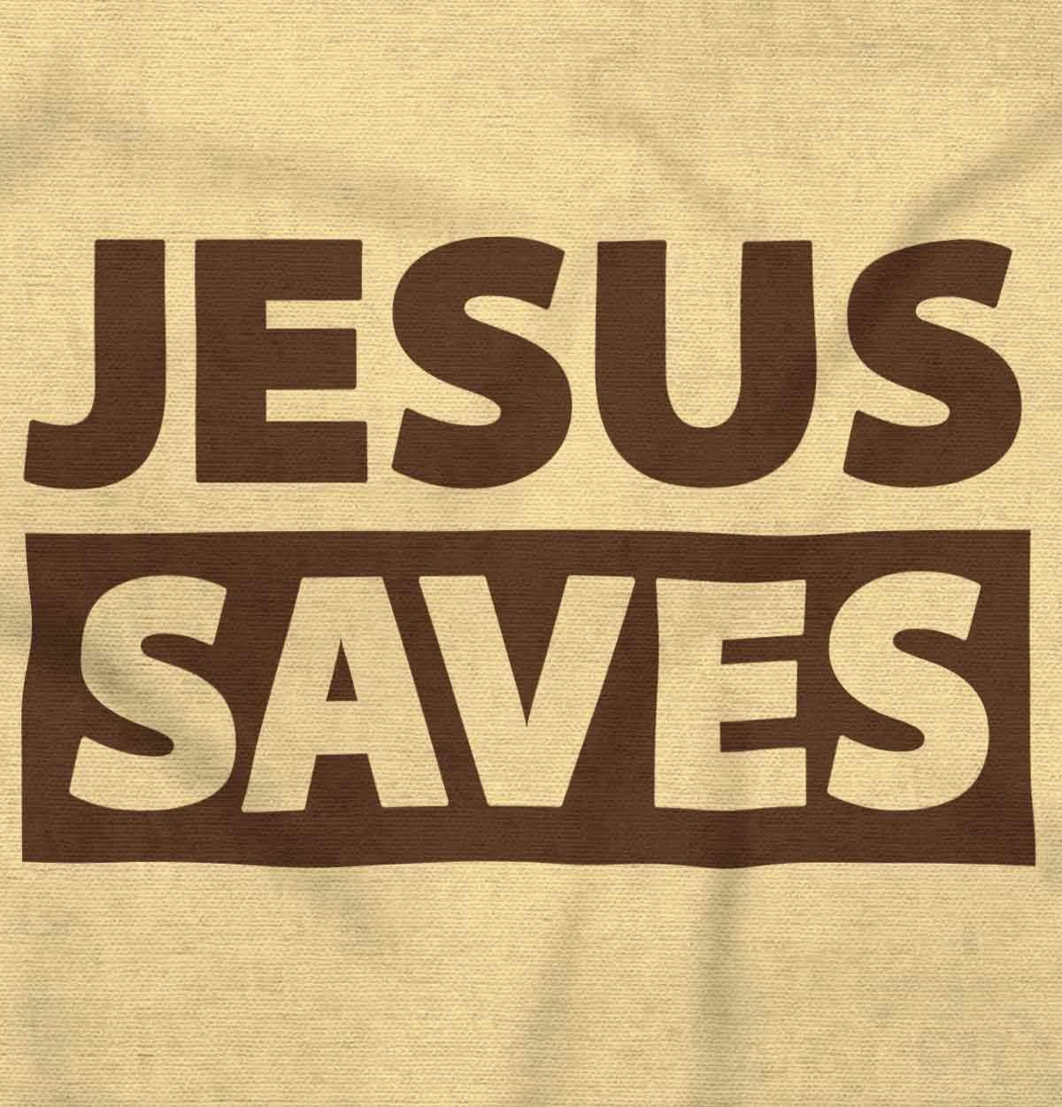 imageBrisco Brands Jesus Saves Christian Religious Baby Romper Boys or GirlsBanana