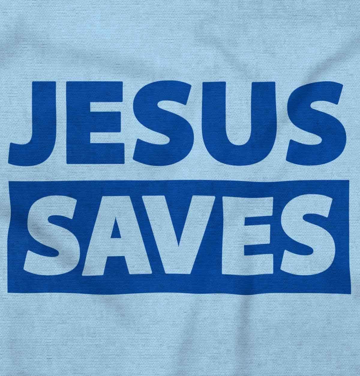 imageBrisco Brands Jesus Saves Christian Religious Baby Romper Boys or GirlsLight Blue