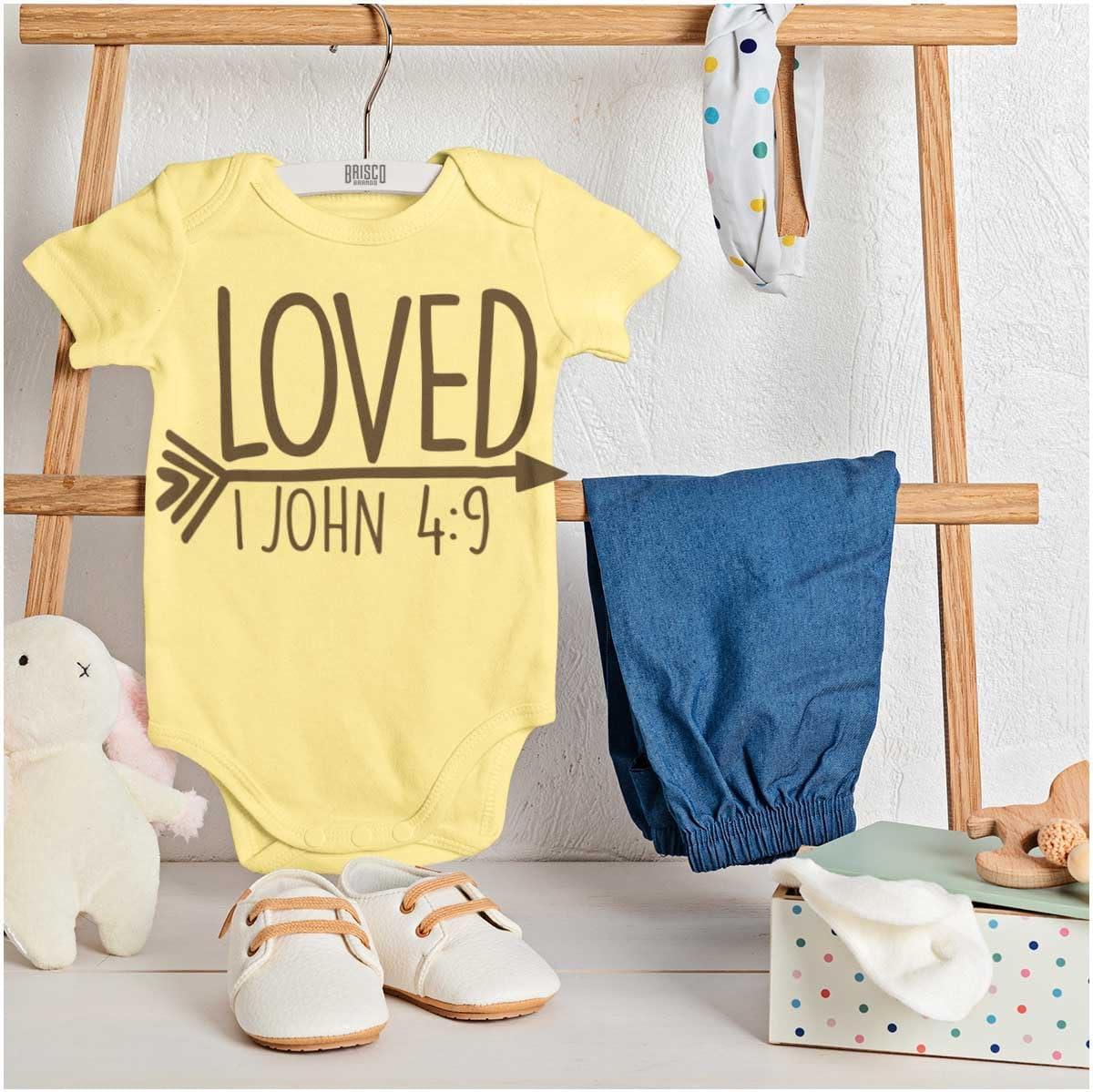 imageBrisco Brands Loved John 49 Christian Arrow Baby Bodysuit Jumper GirlsBanana