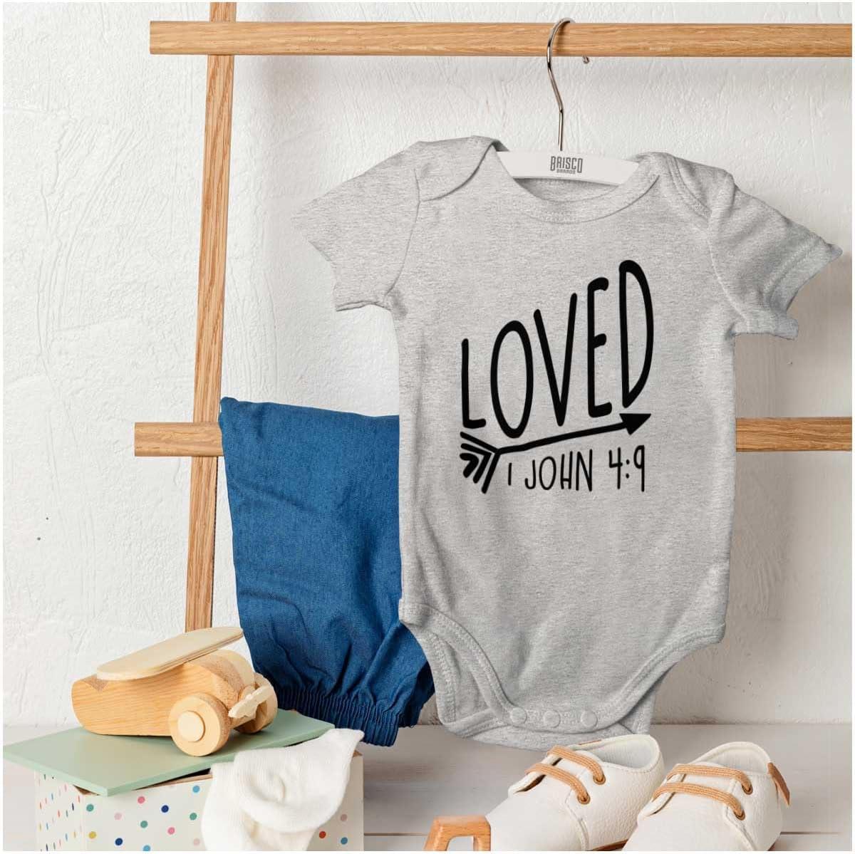 imageBrisco Brands Loved John 49 Christian Arrow Baby Bodysuit Jumper GirlsHeather