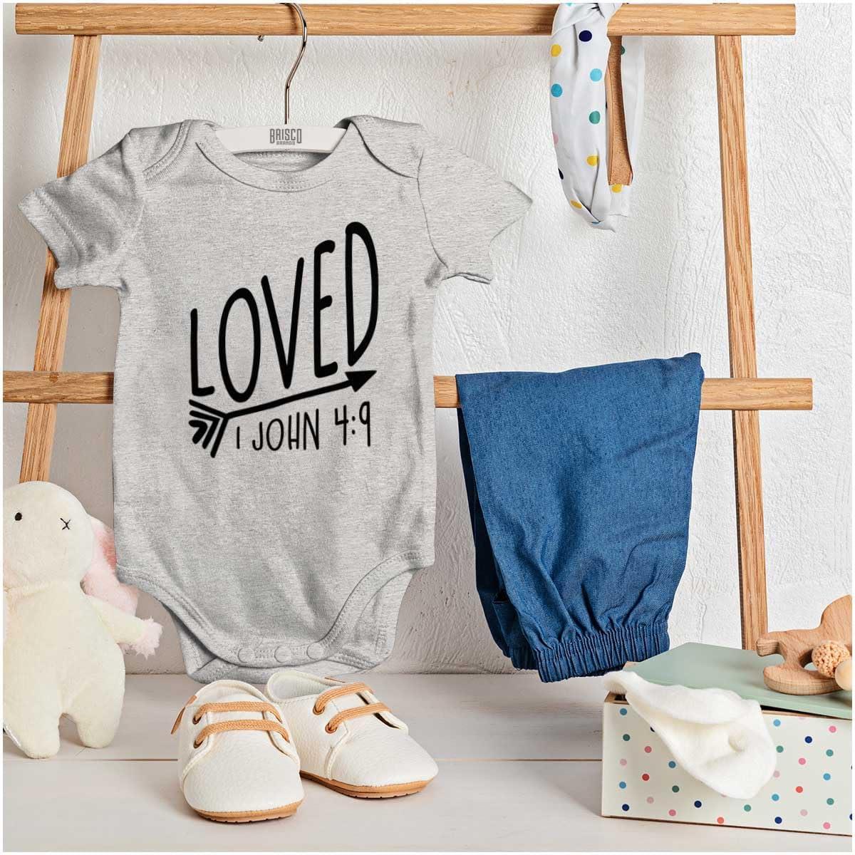 imageBrisco Brands Loved John 49 Christian Arrow Baby Bodysuit Jumper GirlsHeather