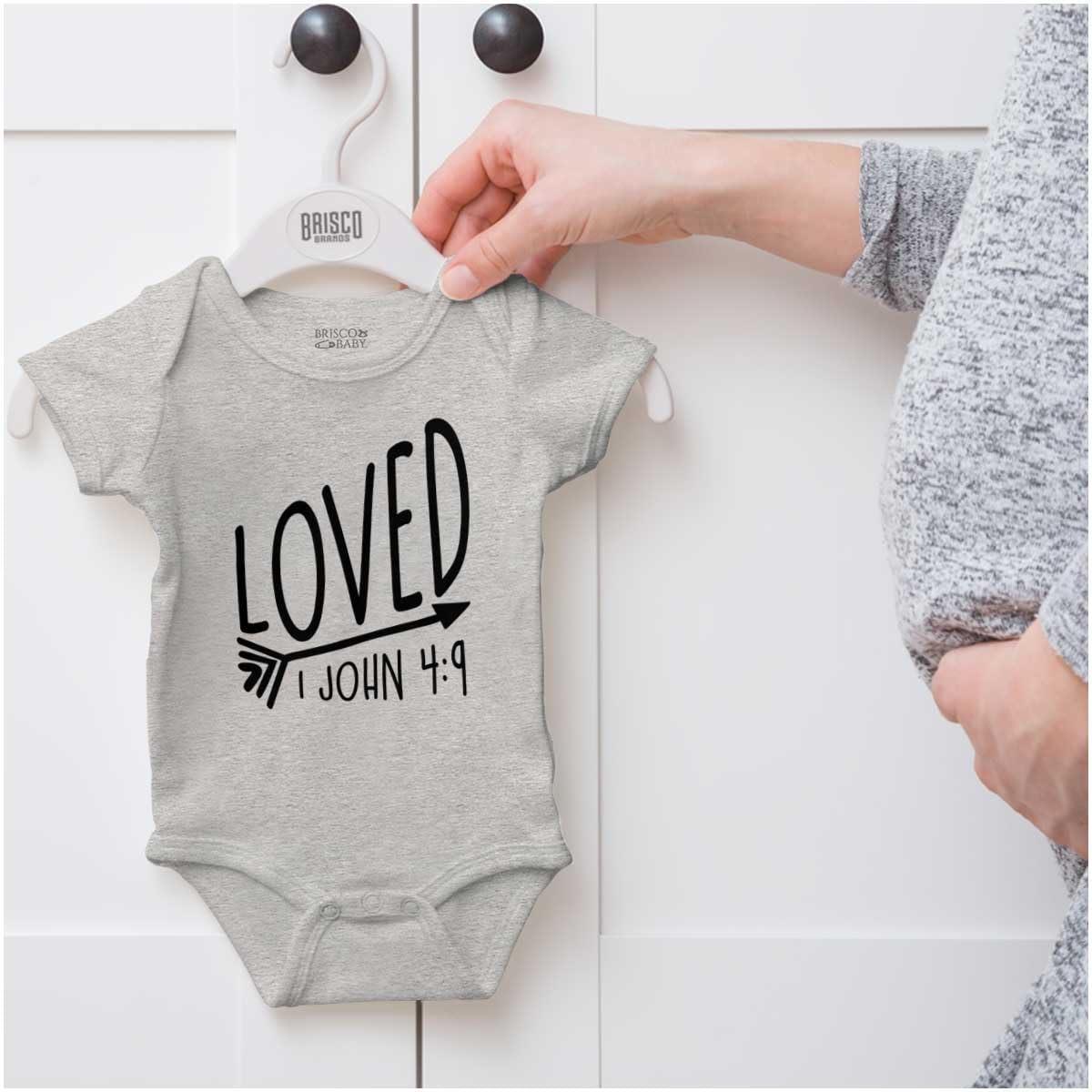 imageBrisco Brands Loved John 49 Christian Arrow Baby Bodysuit Jumper GirlsHeather