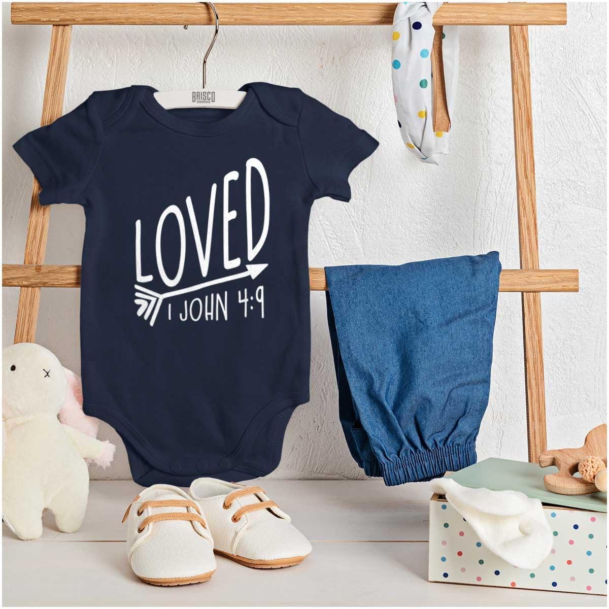 imageBrisco Brands Loved John 49 Christian Arrow Baby Bodysuit Jumper GirlsNavy