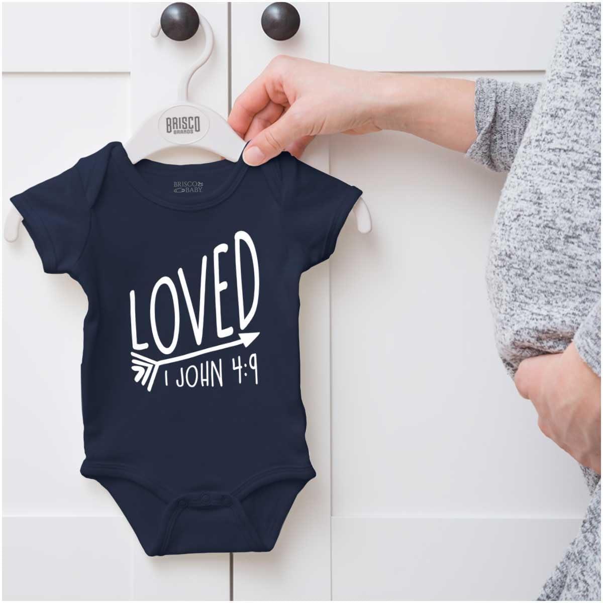 imageBrisco Brands Loved John 49 Christian Arrow Baby Bodysuit Jumper GirlsNavy