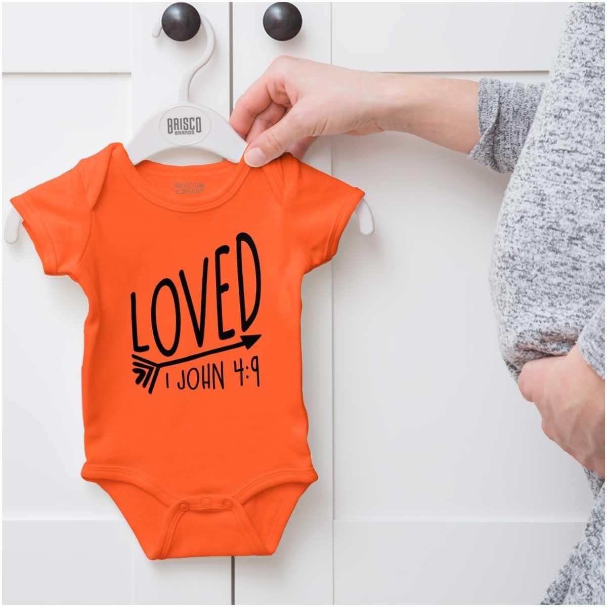 imageBrisco Brands Loved John 49 Christian Arrow Baby Bodysuit Jumper GirlsOrange