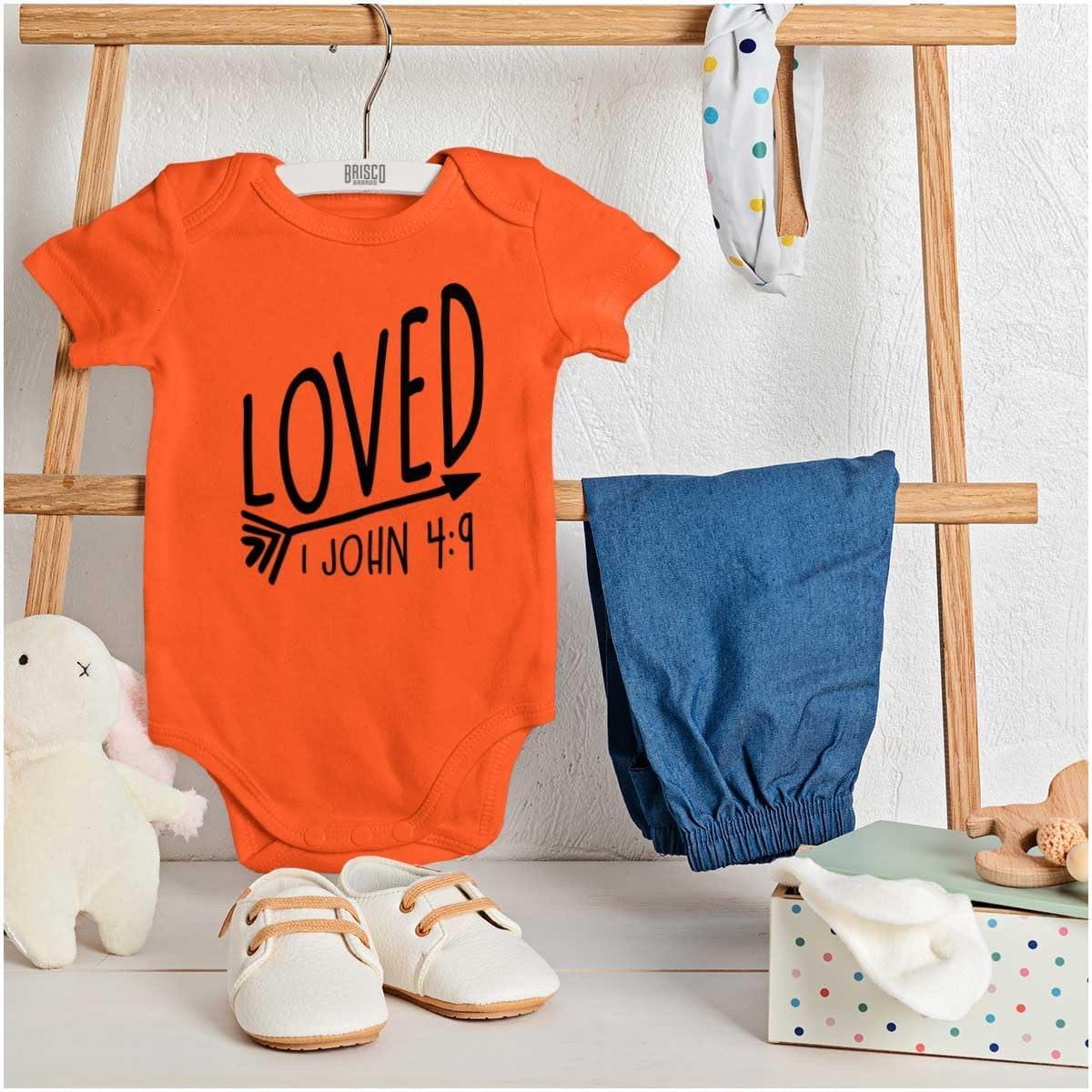 imageBrisco Brands Loved John 49 Christian Arrow Baby Bodysuit Jumper GirlsOrange