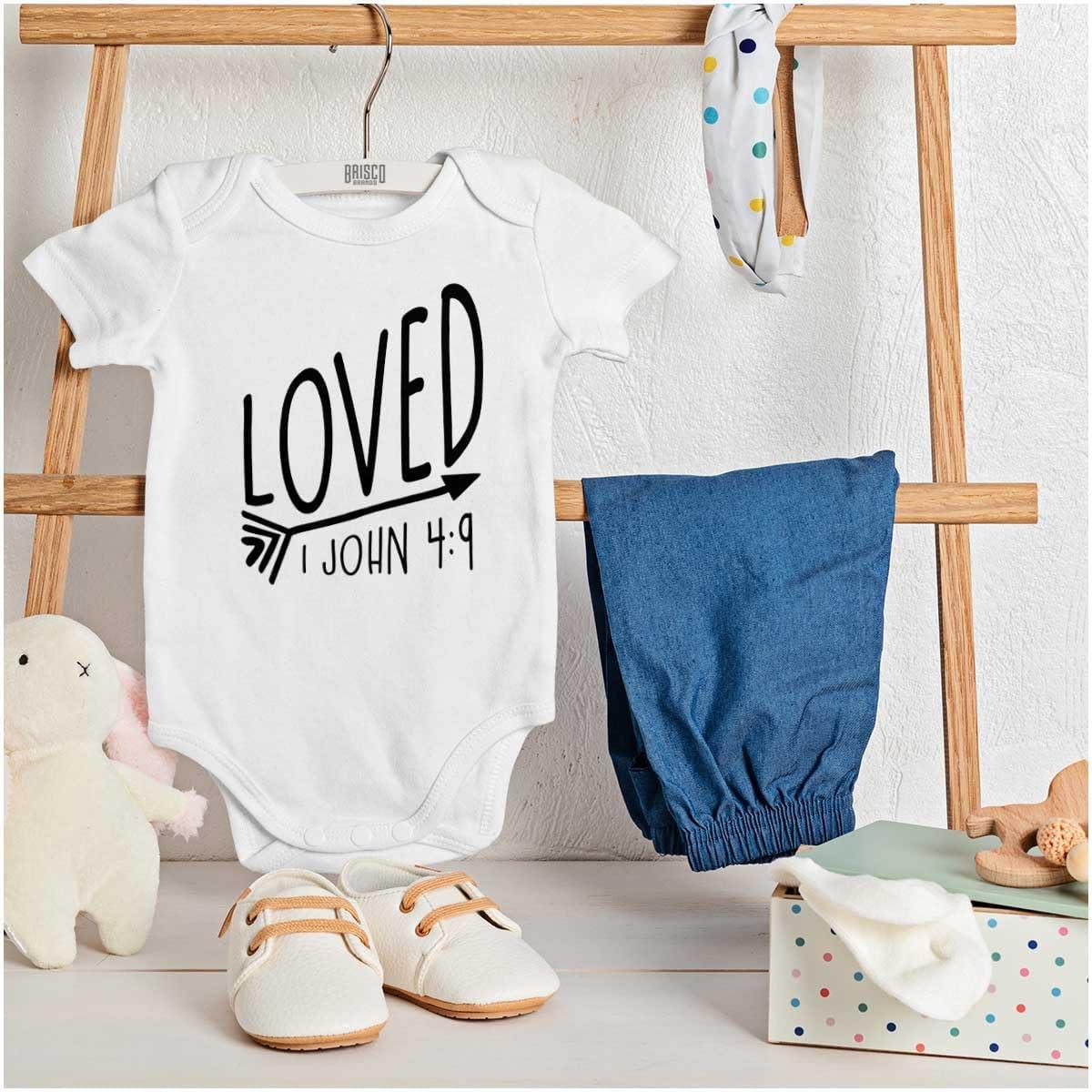 imageBrisco Brands Loved John 49 Christian Arrow Baby Bodysuit Jumper GirlsWhite