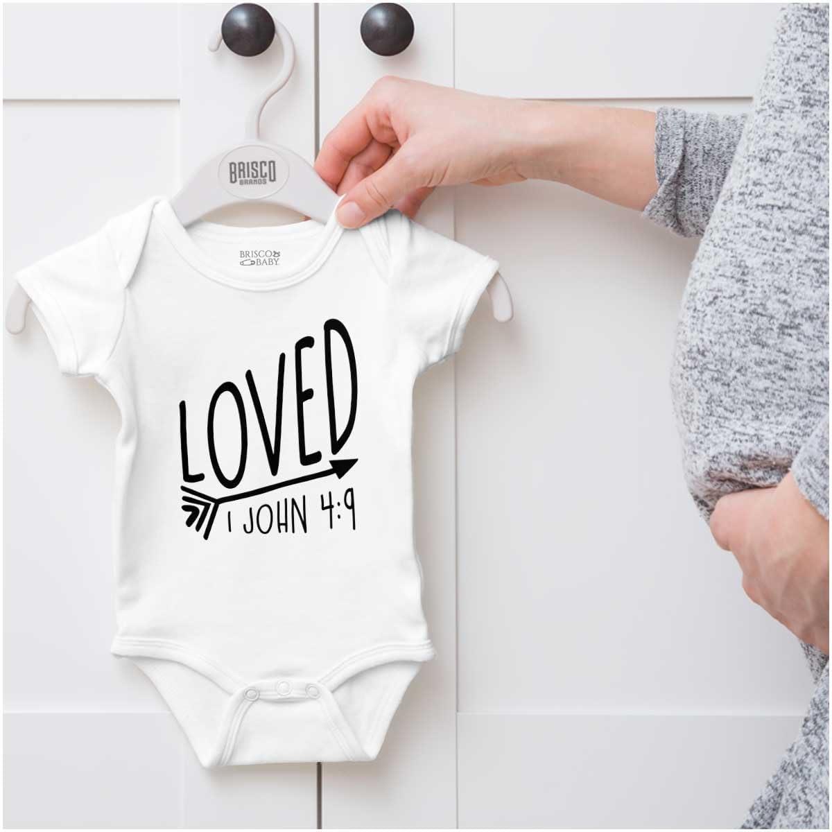 imageBrisco Brands Loved John 49 Christian Arrow Baby Bodysuit Jumper GirlsWhite