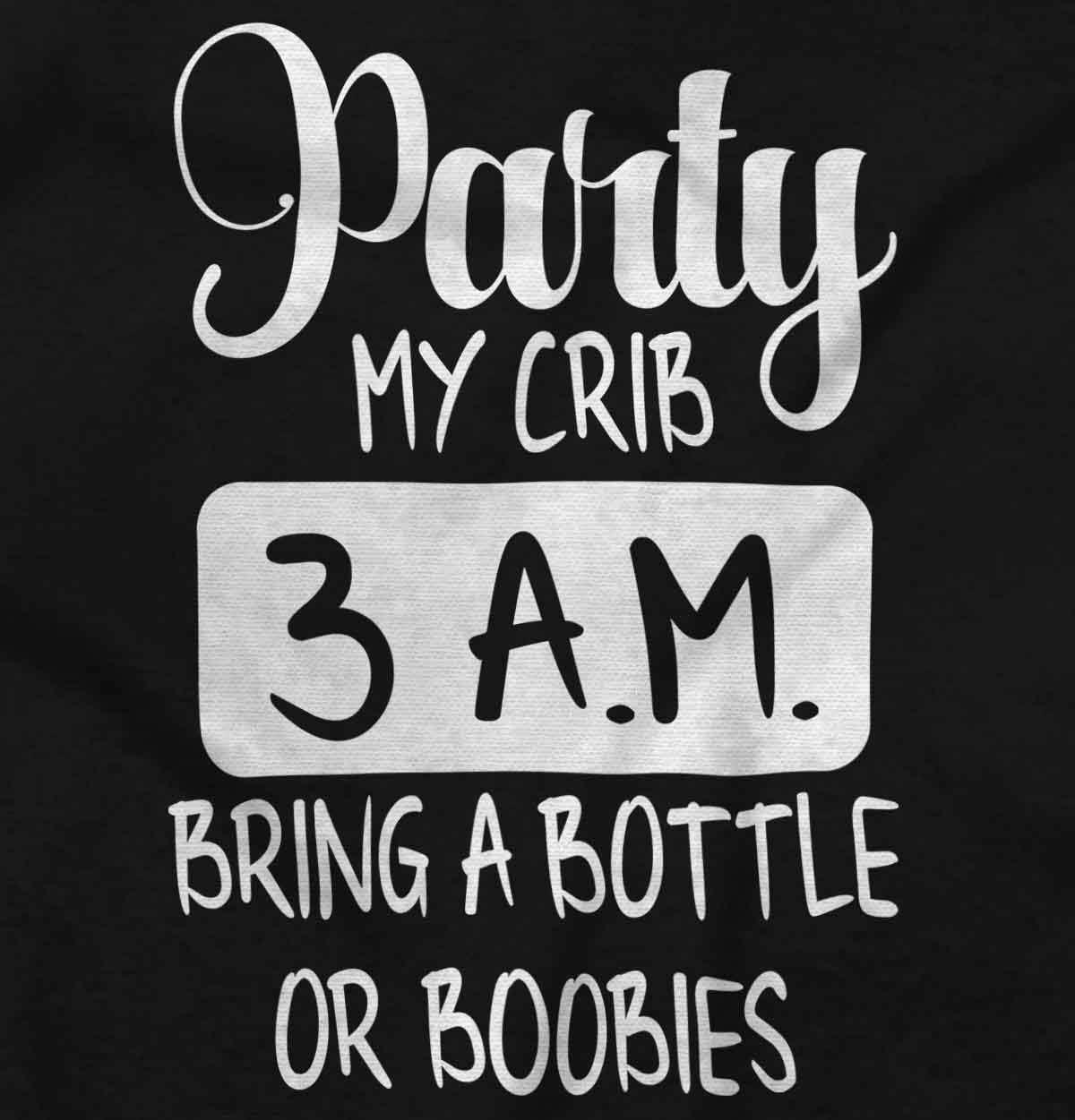 imageBrisco Brands Party at My Crib 3 AM Feeding Funny Baby Romper Boys or GirlsBlack
