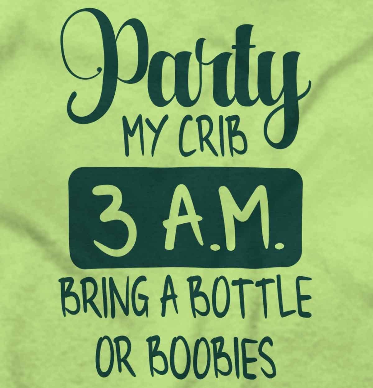 imageBrisco Brands Party at My Crib 3 AM Feeding Funny Baby Romper Boys or GirlsKey Lime