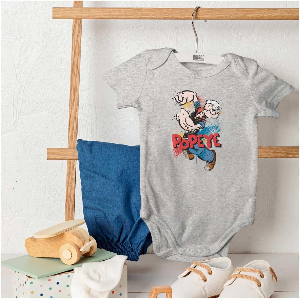 imageBrisco Brands Popeye the Sailor Retro Cartoon Comic Baby Romper Boys or GirlsHeather