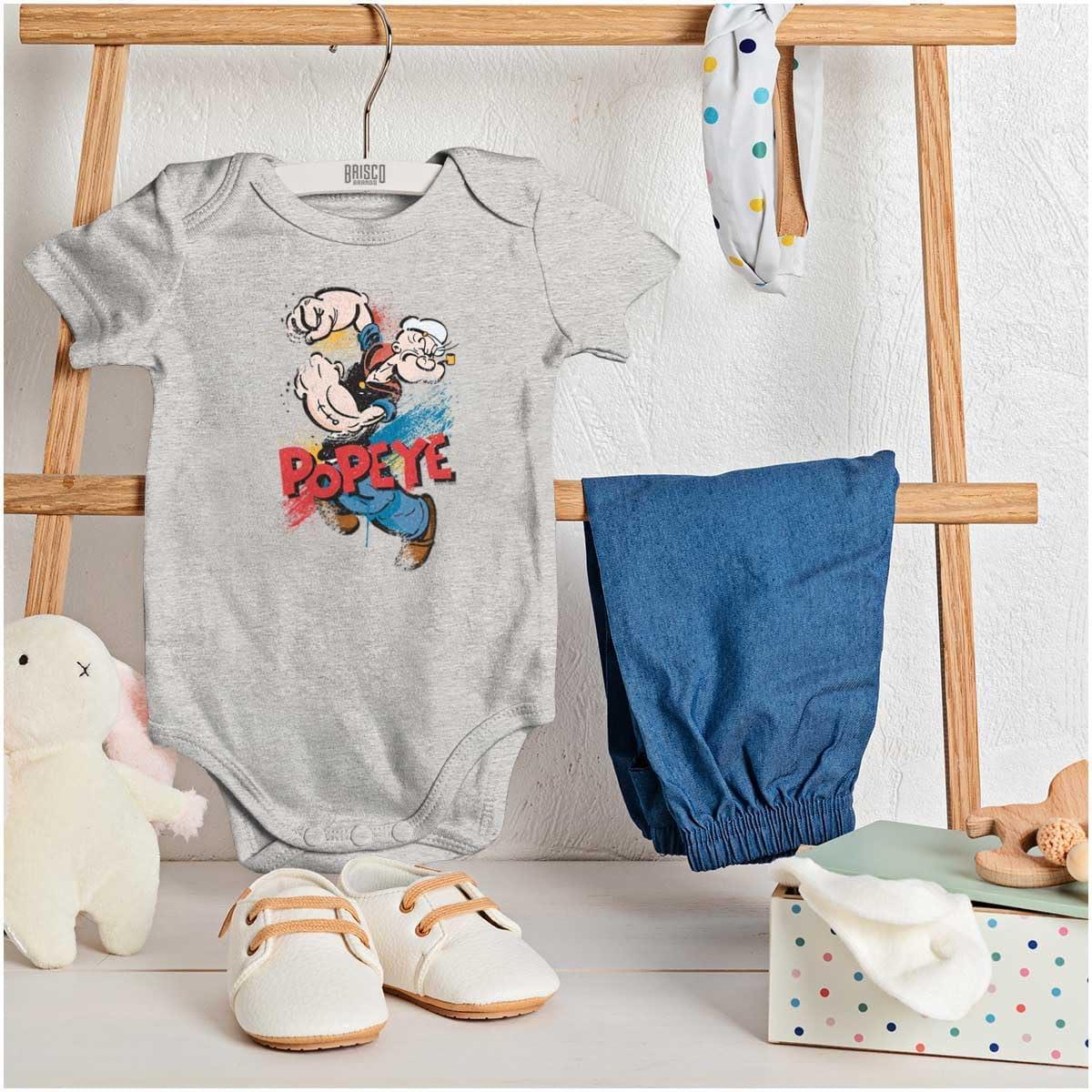 imageBrisco Brands Popeye the Sailor Retro Cartoon Comic Baby Romper Boys or GirlsHeather
