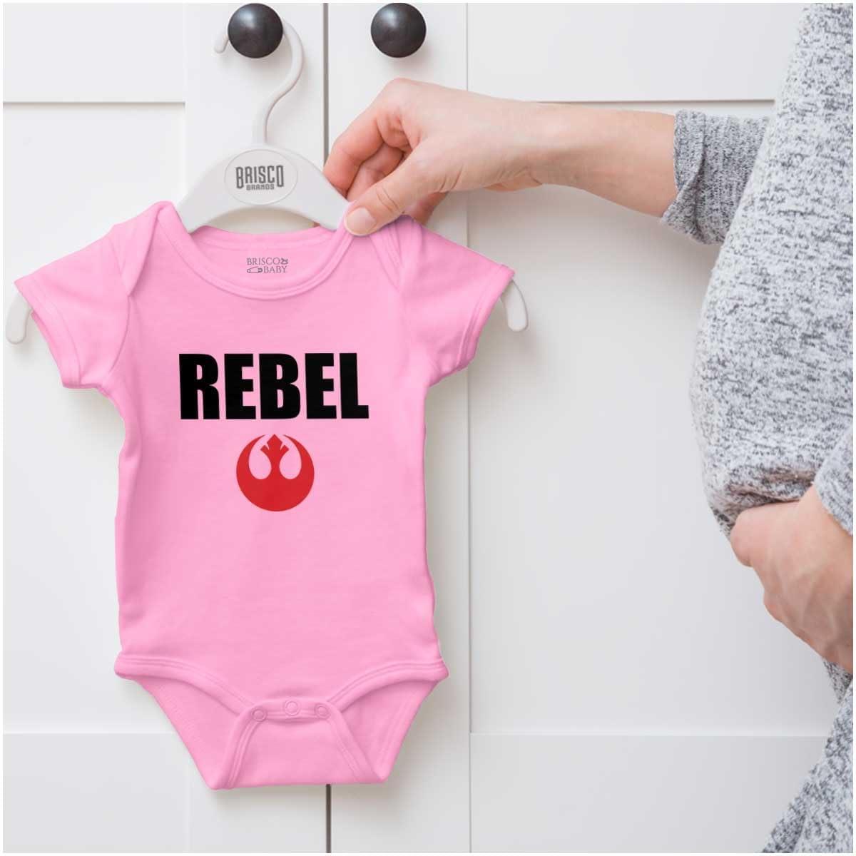 imageBrisco Brands Rebel Dark Galaxy Retro Scifi Nerd Baby Romper Boys or GirlsPink