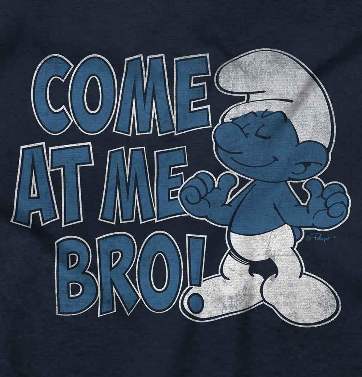 imageBrisco Brands Smurfs Cartoon Come At Me Bro Funny Baby Romper Boys or GirlsNavy