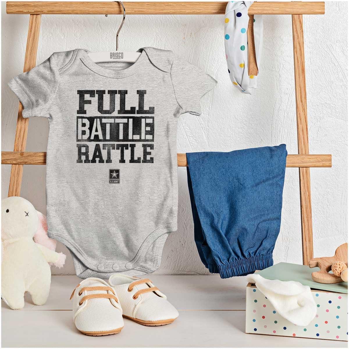 imageBrisco Brands US Army Casual Military PT Style Baby Romper Boys or GirlsHeather