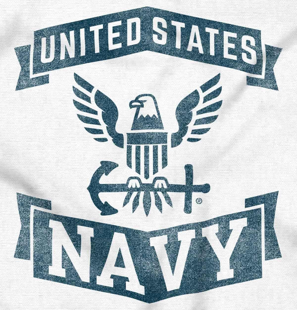 imageBrisco Brands United States Navy Eagle Anchor Logo Baby Romper Boys or GirlsWhite