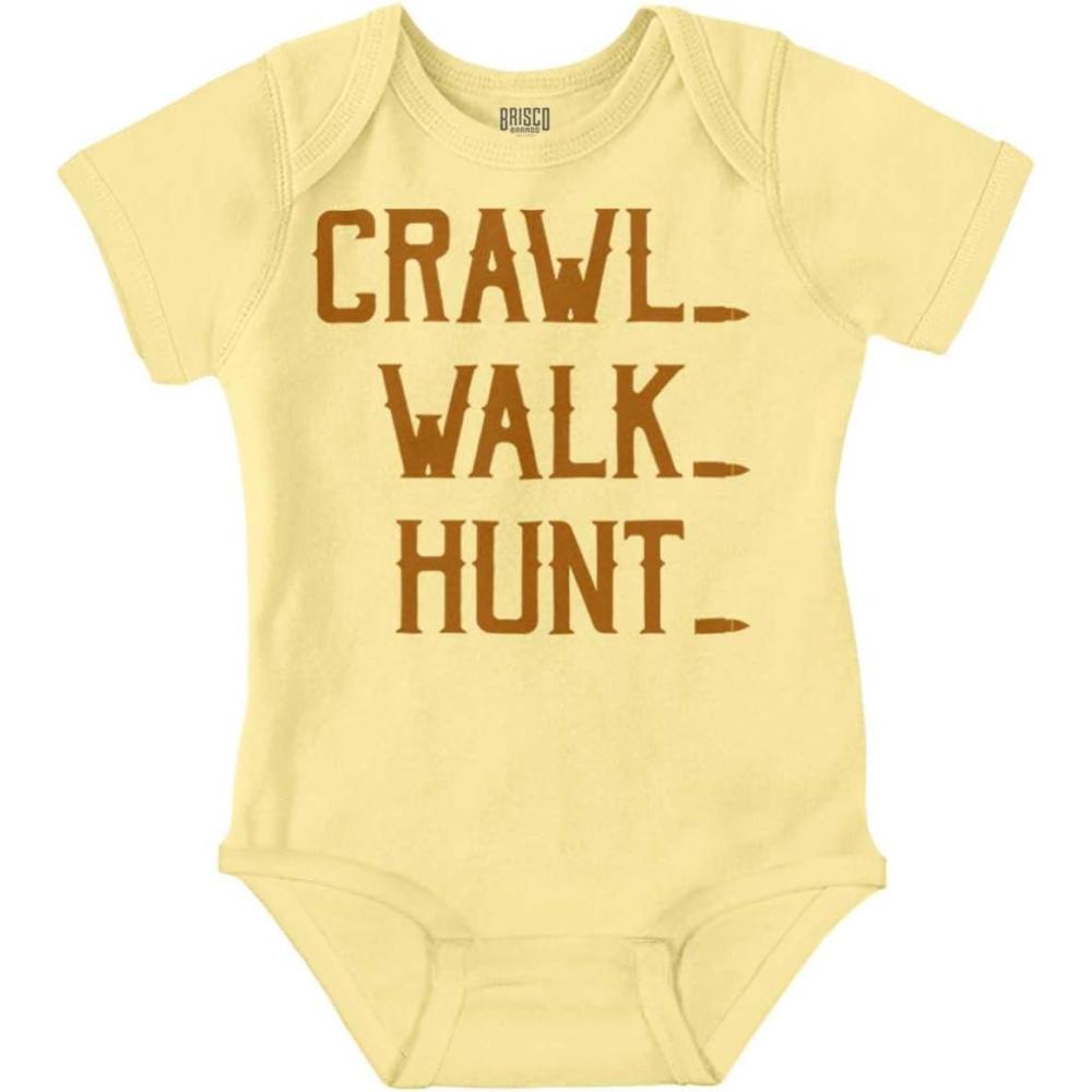 imageBrisco Brands Crawl Walk Hunt Hunting Life Baby Romper Boys or GirlsBanana