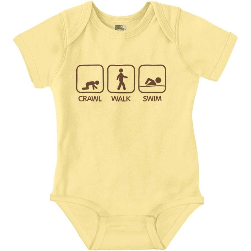 imageBrisco Brands Crawl Walk Swim Athletic Baby Romper Boys or GirlsBanana