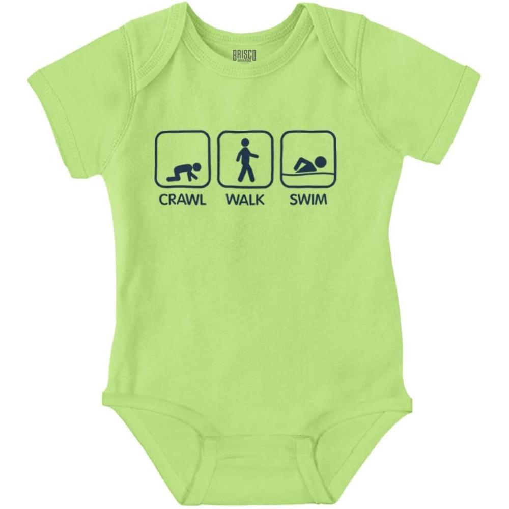 imageBrisco Brands Crawl Walk Swim Athletic Baby Romper Boys or GirlsKey Lime