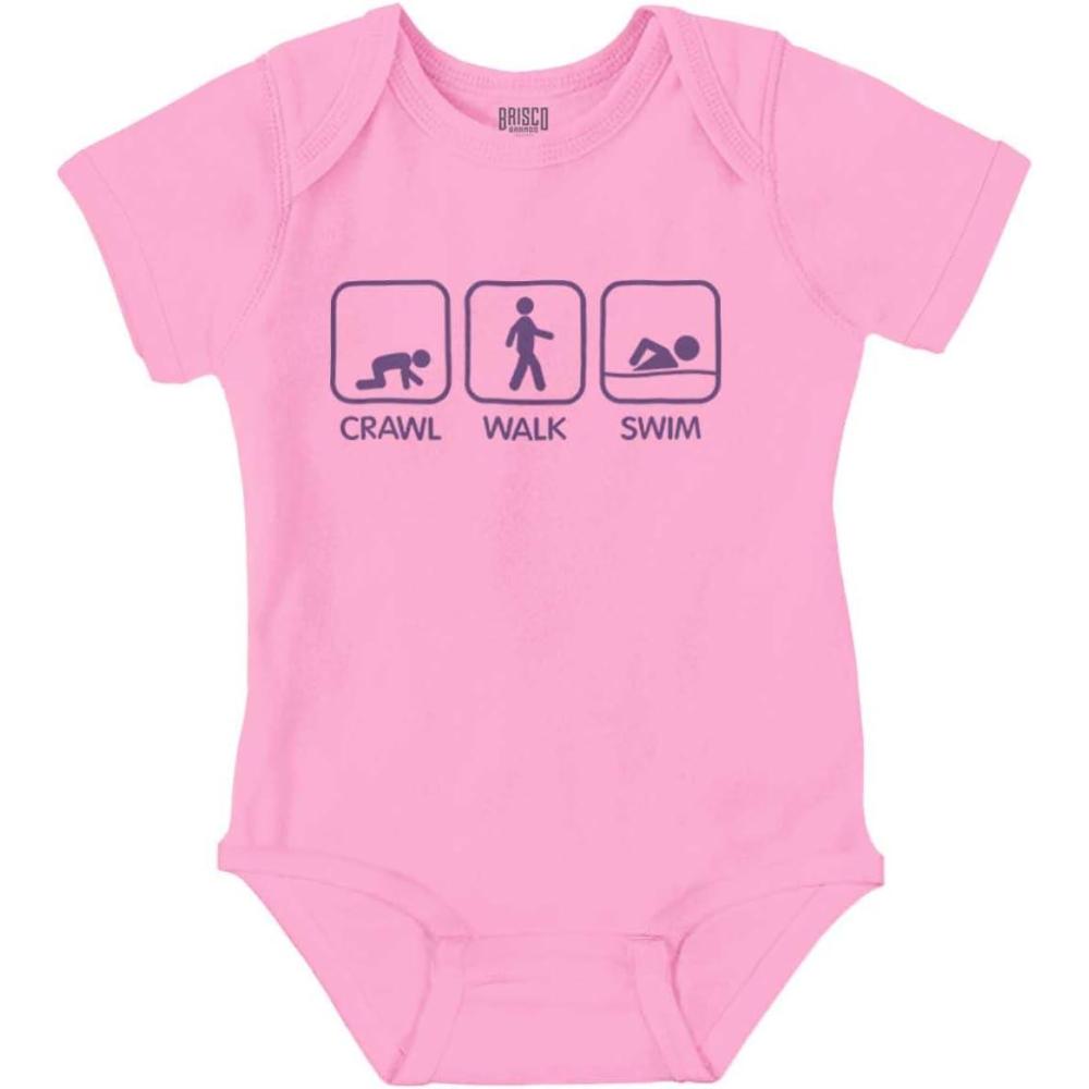 imageBrisco Brands Crawl Walk Swim Athletic Baby Romper Boys or GirlsPink