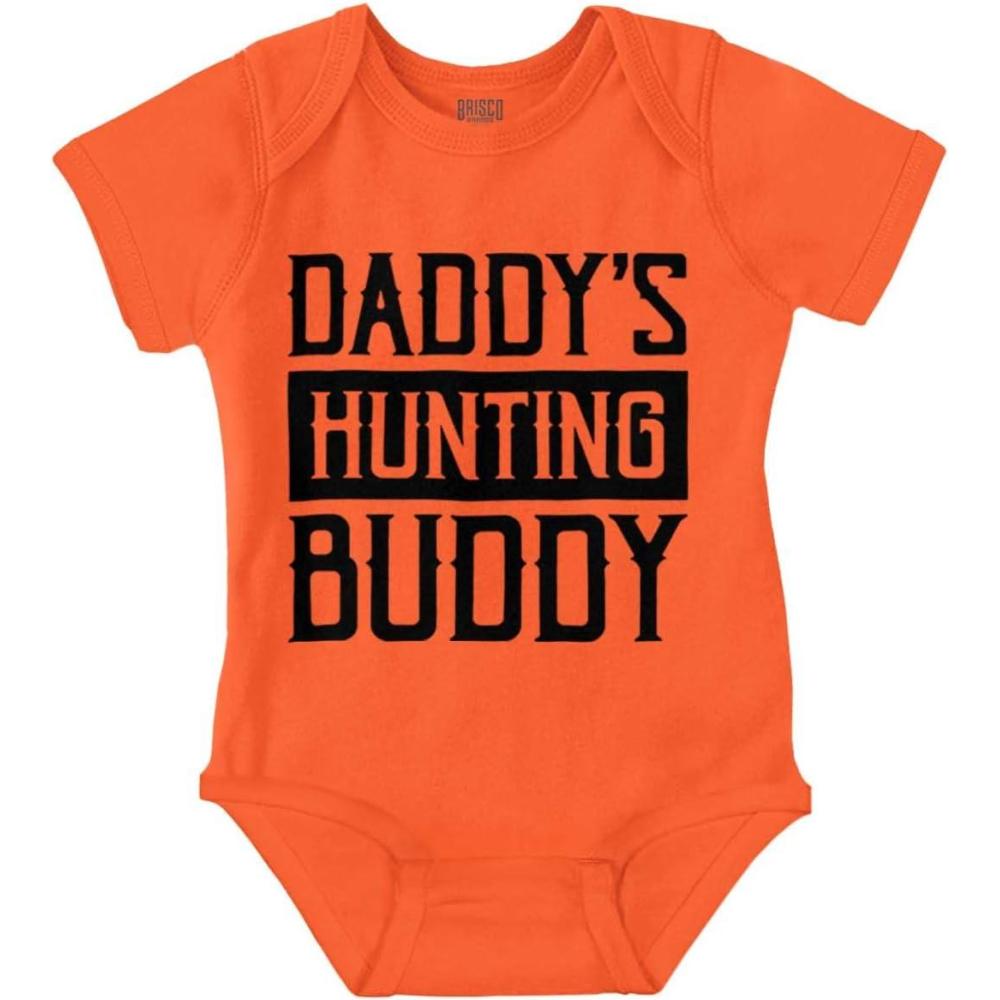 imageBrisco Brands Daddys Hunting Buddy Hunters Kiddo Baby Romper Boys or GirlsOrange