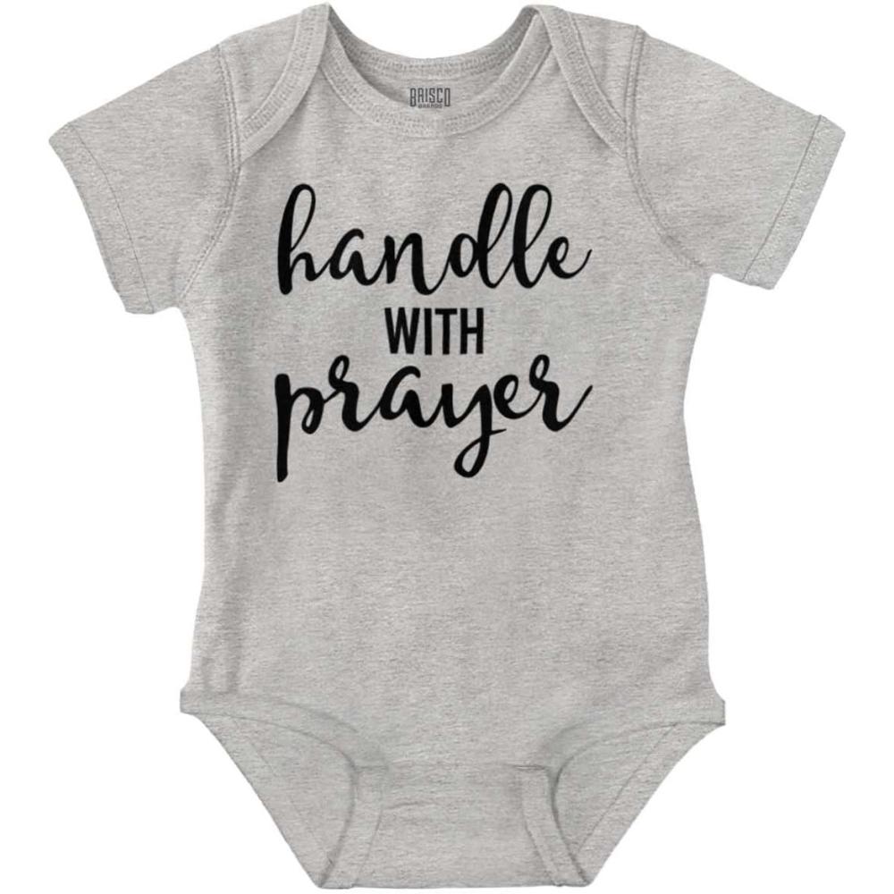 imageBrisco Brands Handle Prayer Christian Religious Baby Bodysuit Jumper GirlsHeather