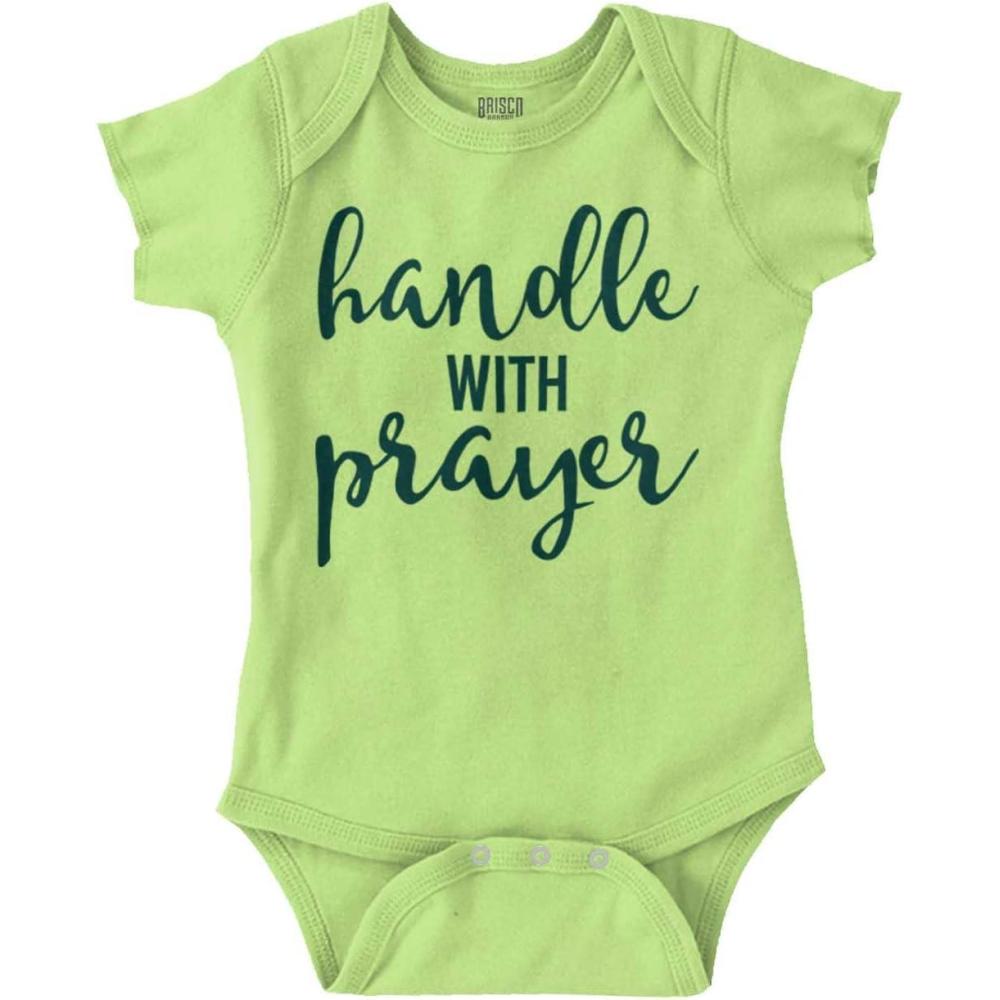 imageBrisco Brands Handle Prayer Christian Religious Baby Bodysuit Jumper GirlsKey Lime