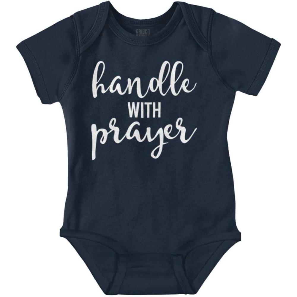 imageBrisco Brands Handle Prayer Christian Religious Baby Bodysuit Jumper GirlsNavy