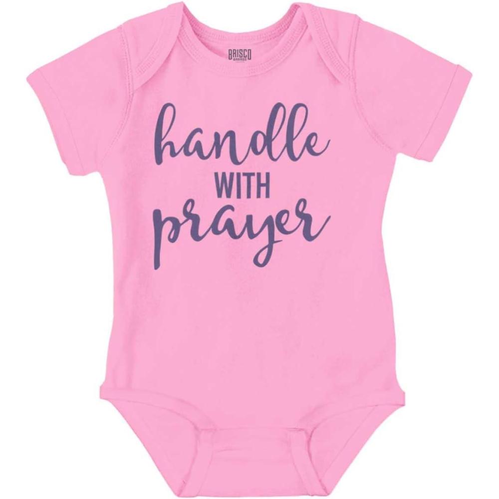 imageBrisco Brands Handle Prayer Christian Religious Baby Bodysuit Jumper GirlsPink