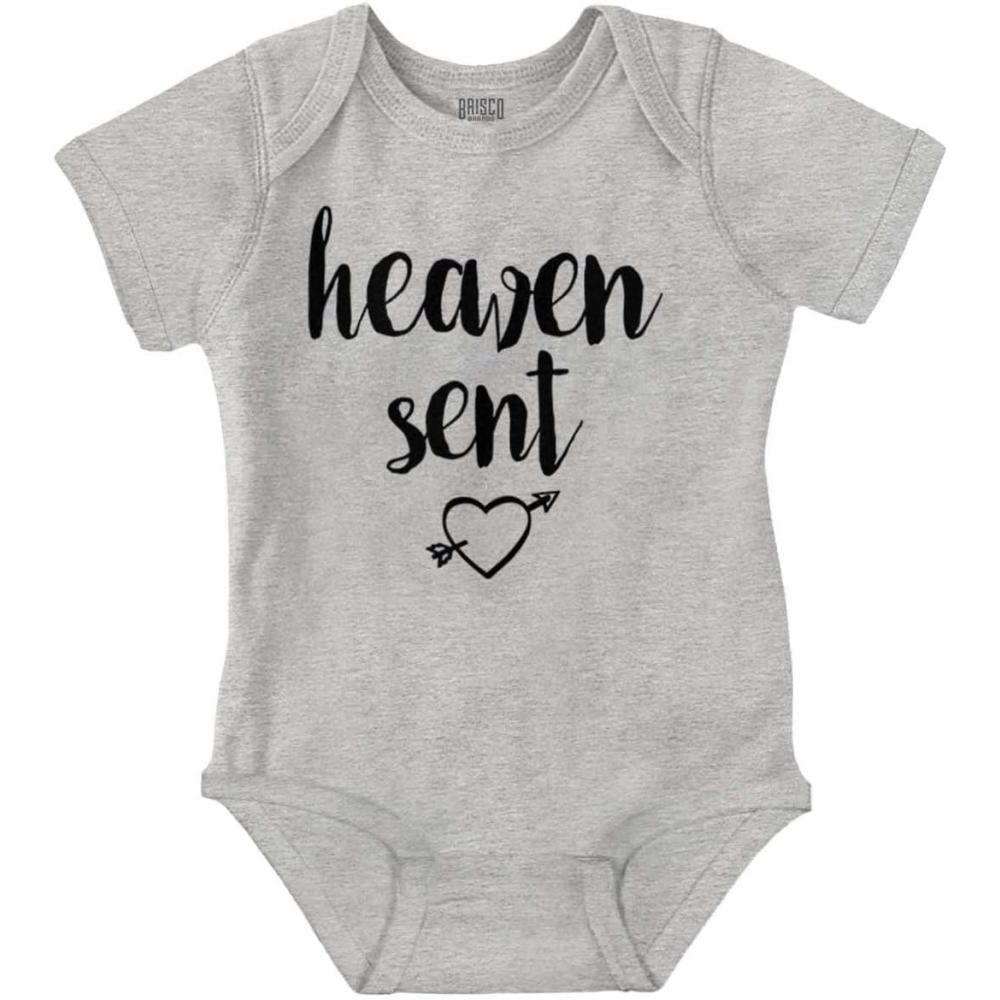 imageBrisco Brands Heaven Sent Christian Religious Baby Bodysuit Jumper GirlsHeather