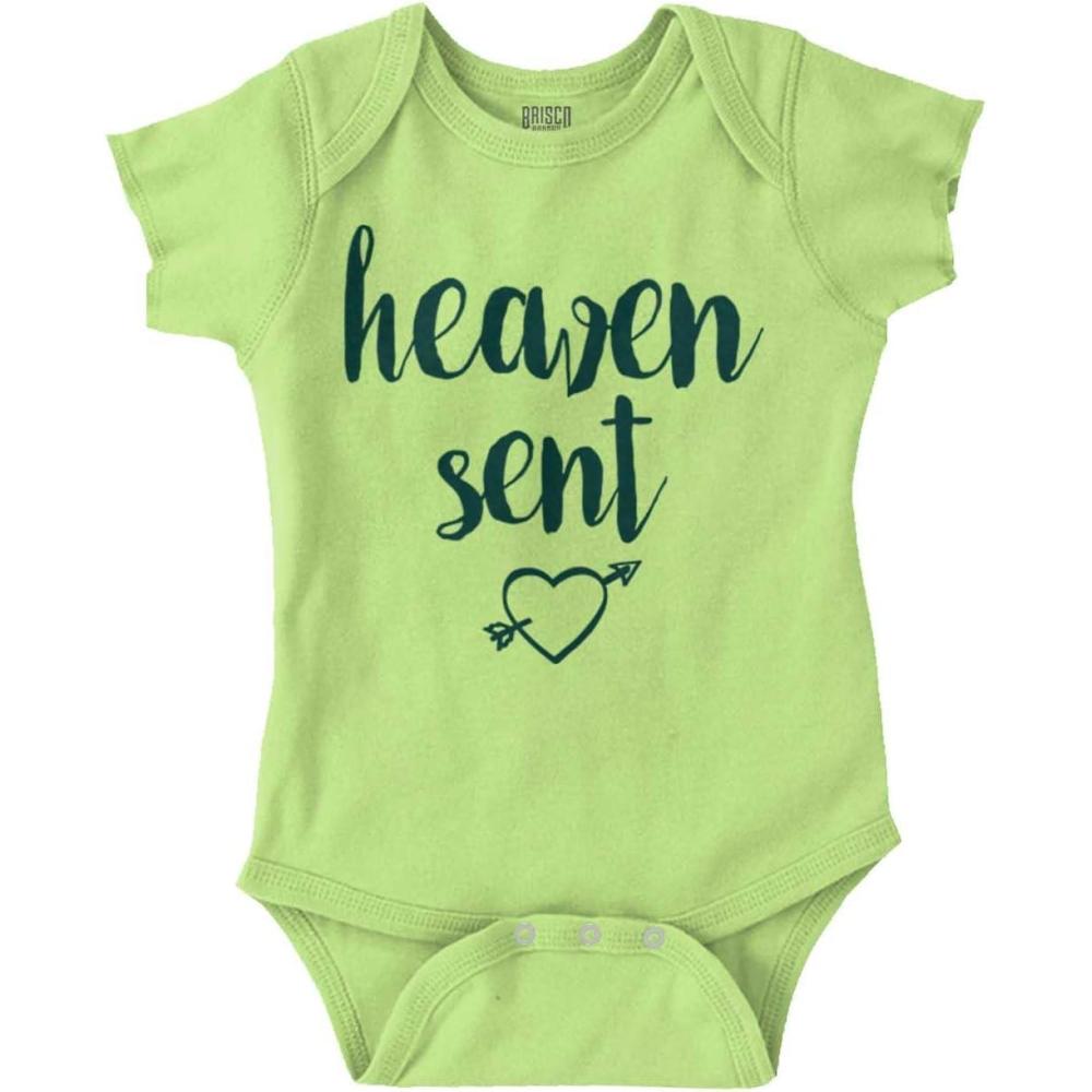 imageBrisco Brands Heaven Sent Christian Religious Baby Bodysuit Jumper GirlsKey Lime