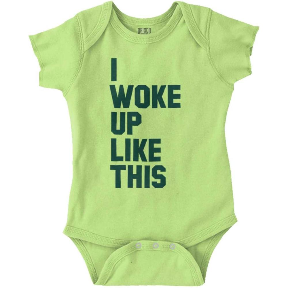 imageBrisco Brands I Woke Up Like This Sleepy Naptime Baby Romper Boys or GirlsKey Lime