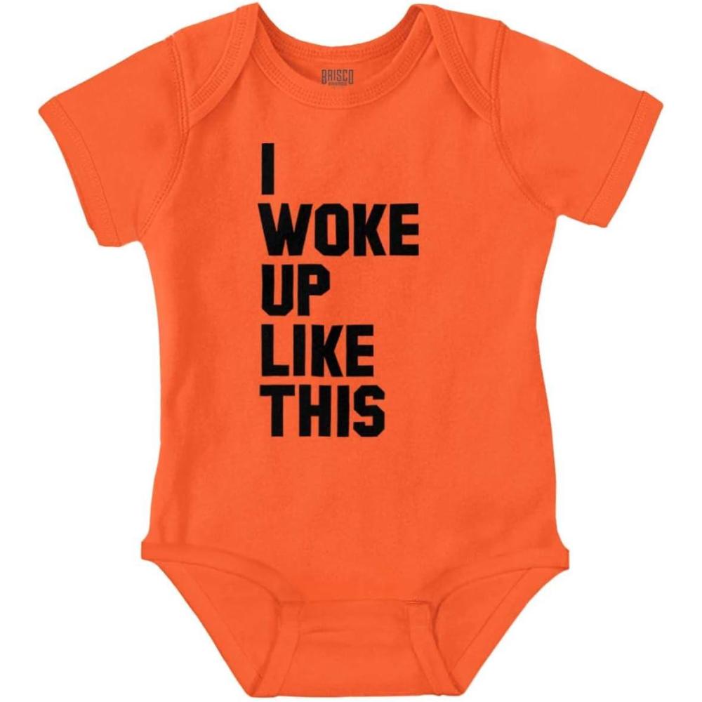 imageBrisco Brands I Woke Up Like This Sleepy Naptime Baby Romper Boys or GirlsOrange