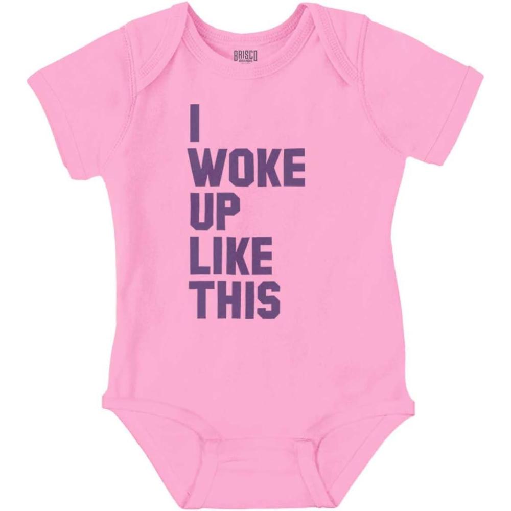imageBrisco Brands I Woke Up Like This Sleepy Naptime Baby Romper Boys or GirlsPink