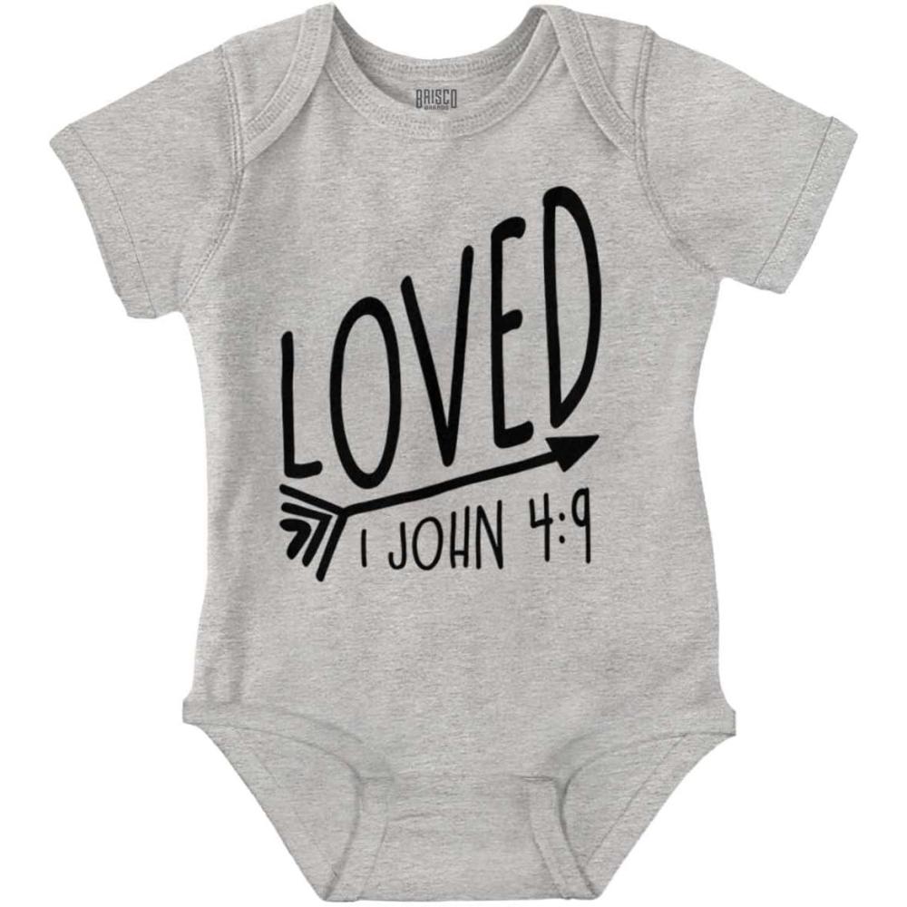 imageBrisco Brands Loved John 49 Christian Arrow Baby Bodysuit Jumper GirlsHeather