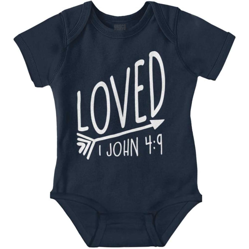 imageBrisco Brands Loved John 49 Christian Arrow Baby Bodysuit Jumper GirlsNavy