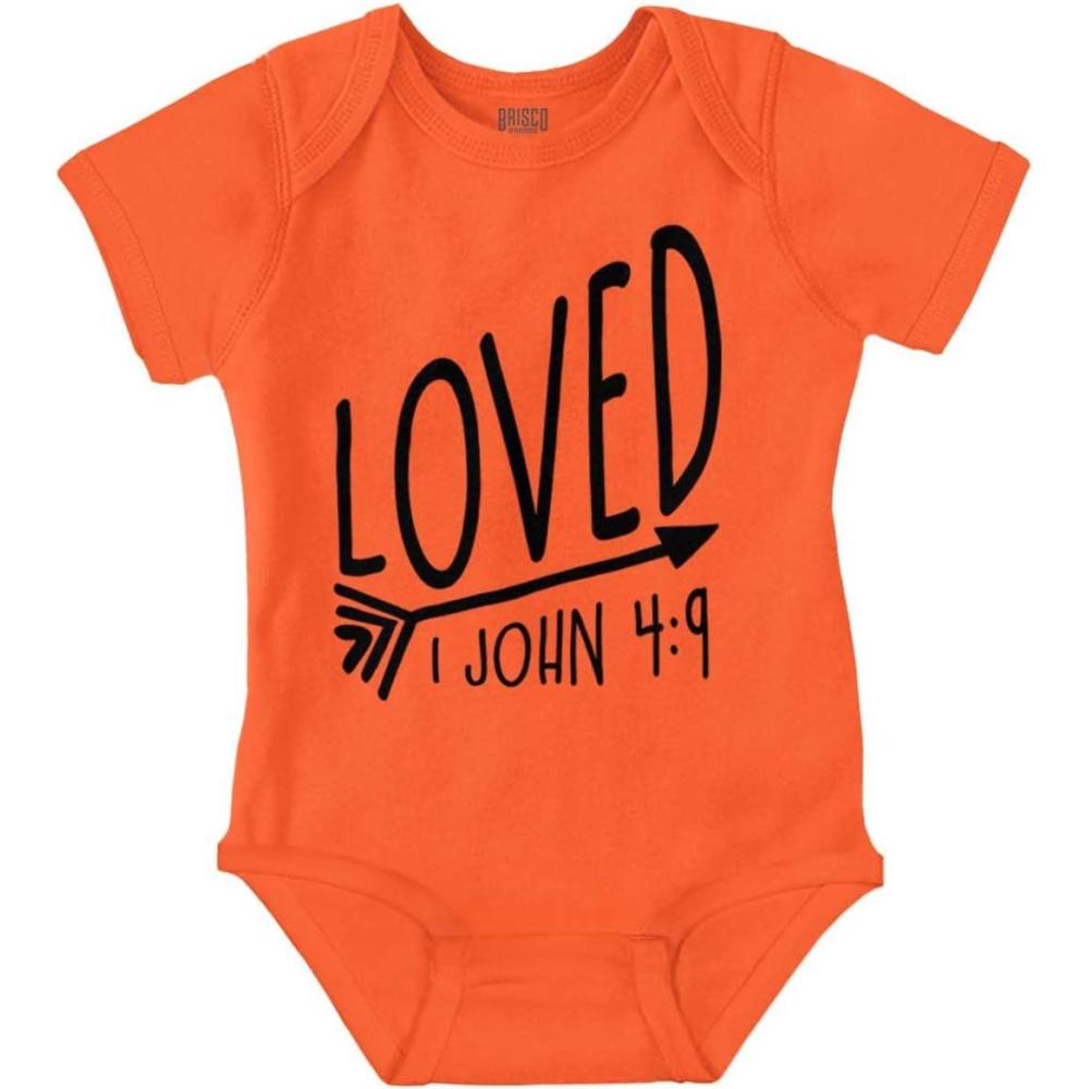 imageBrisco Brands Loved John 49 Christian Arrow Baby Bodysuit Jumper GirlsOrange